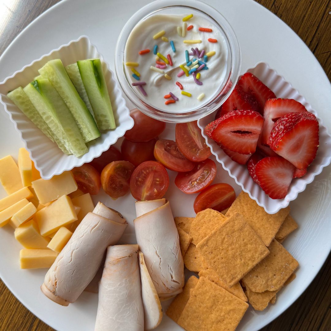 yogurt dip with snack plate for toddlers