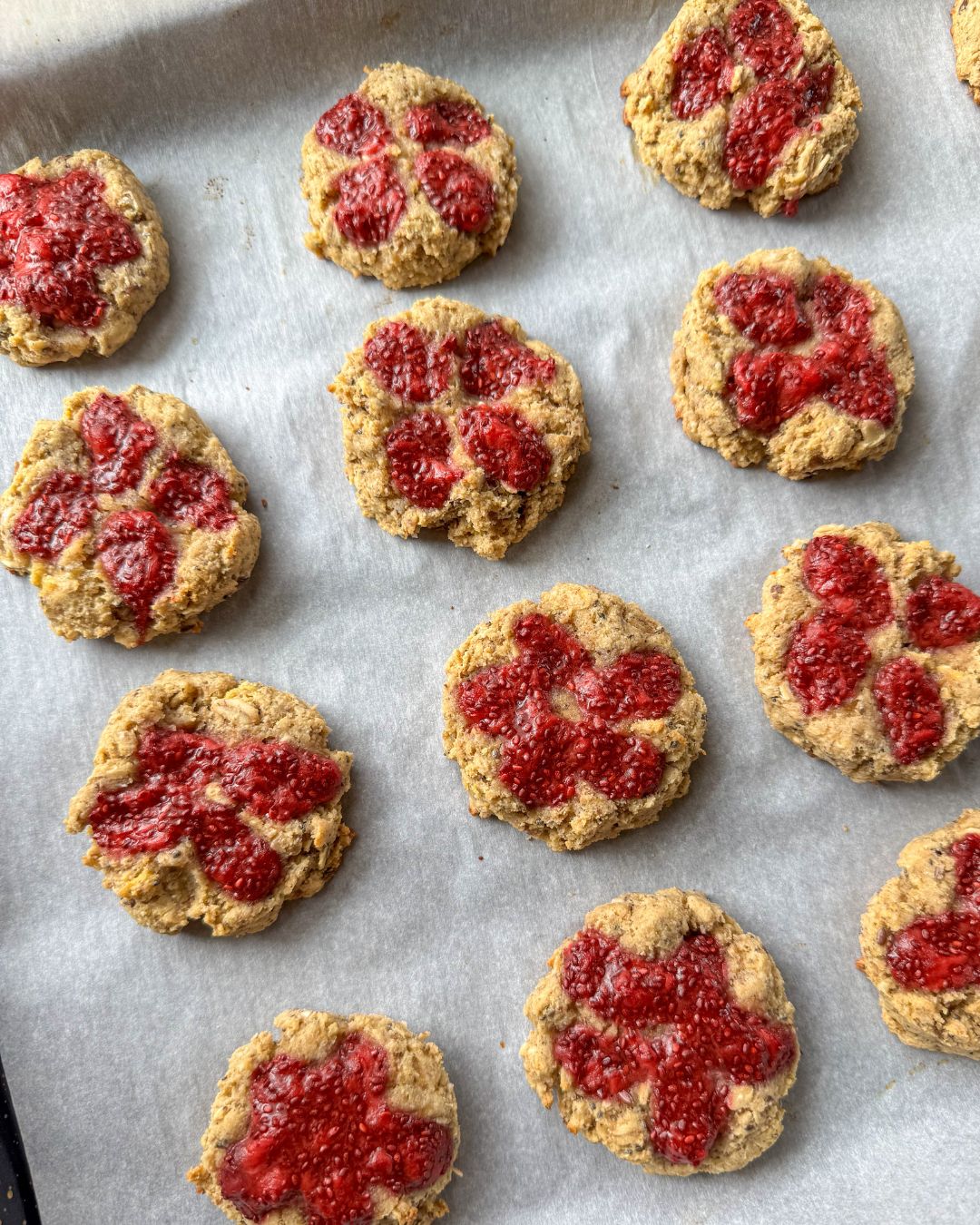 easy chia jam thumbprint oatmeal cookies