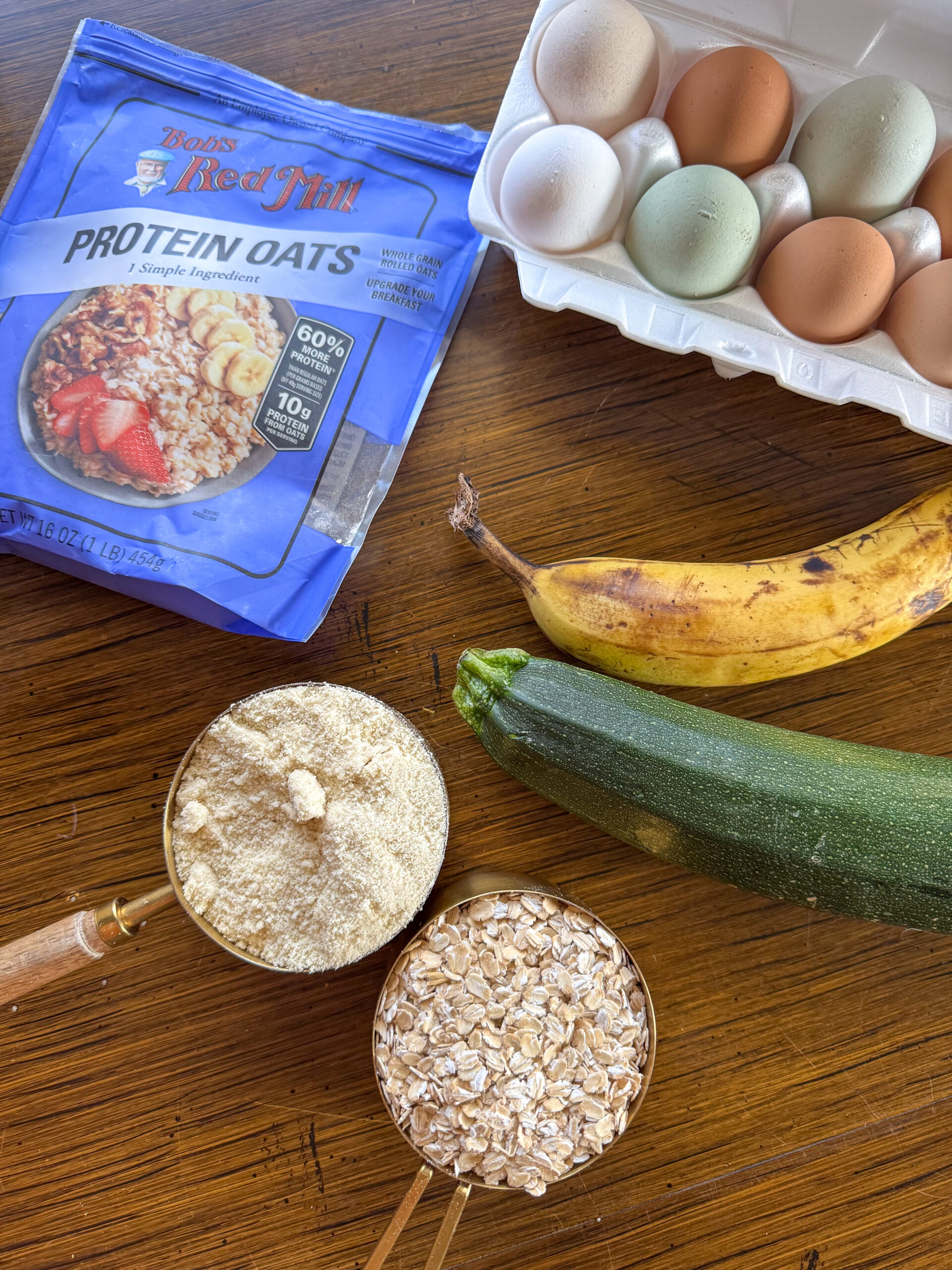 ingredients for zucchini oatmeal muffins
