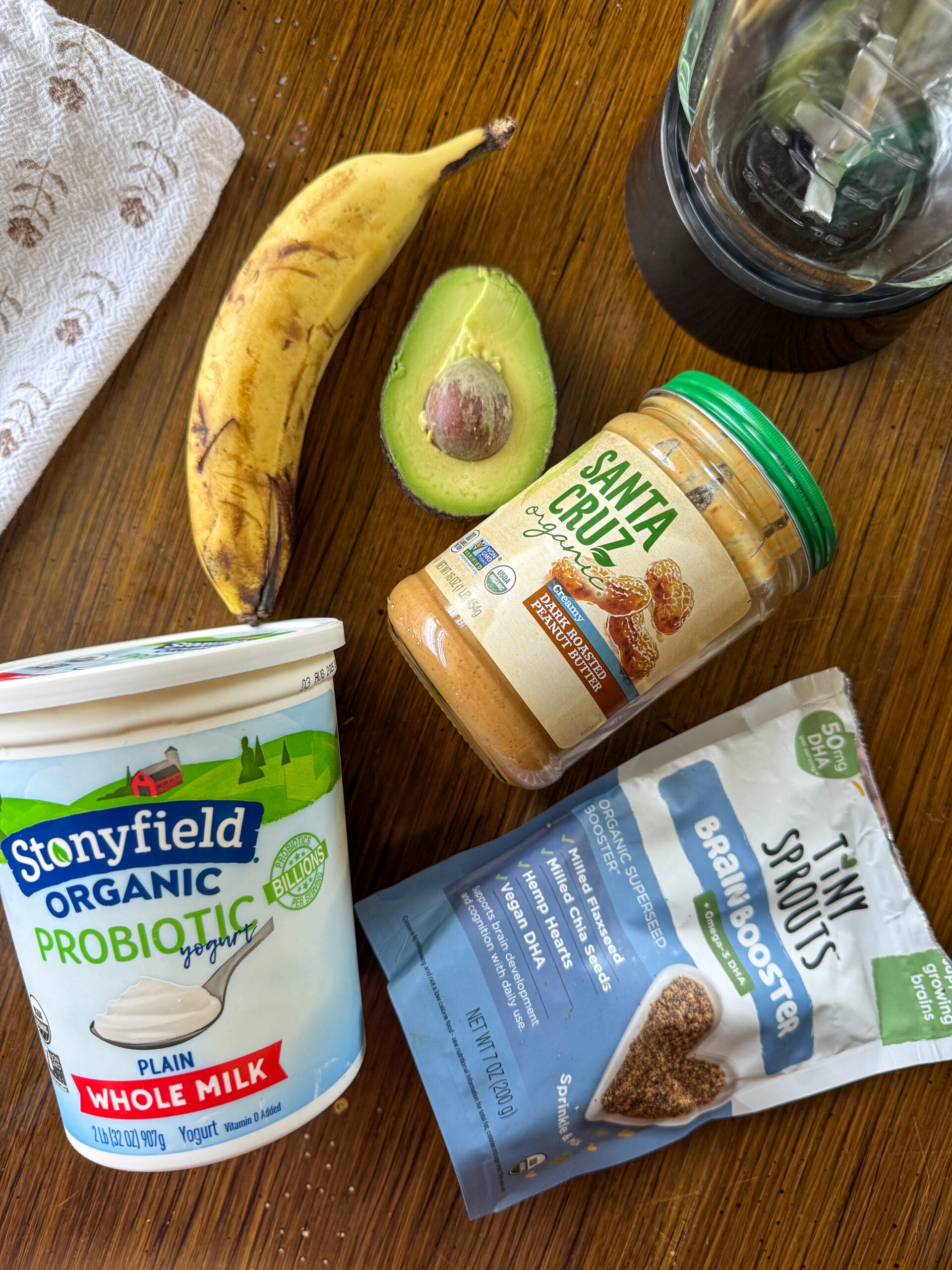 ingredients for avocado banana smoothie for toddlers
