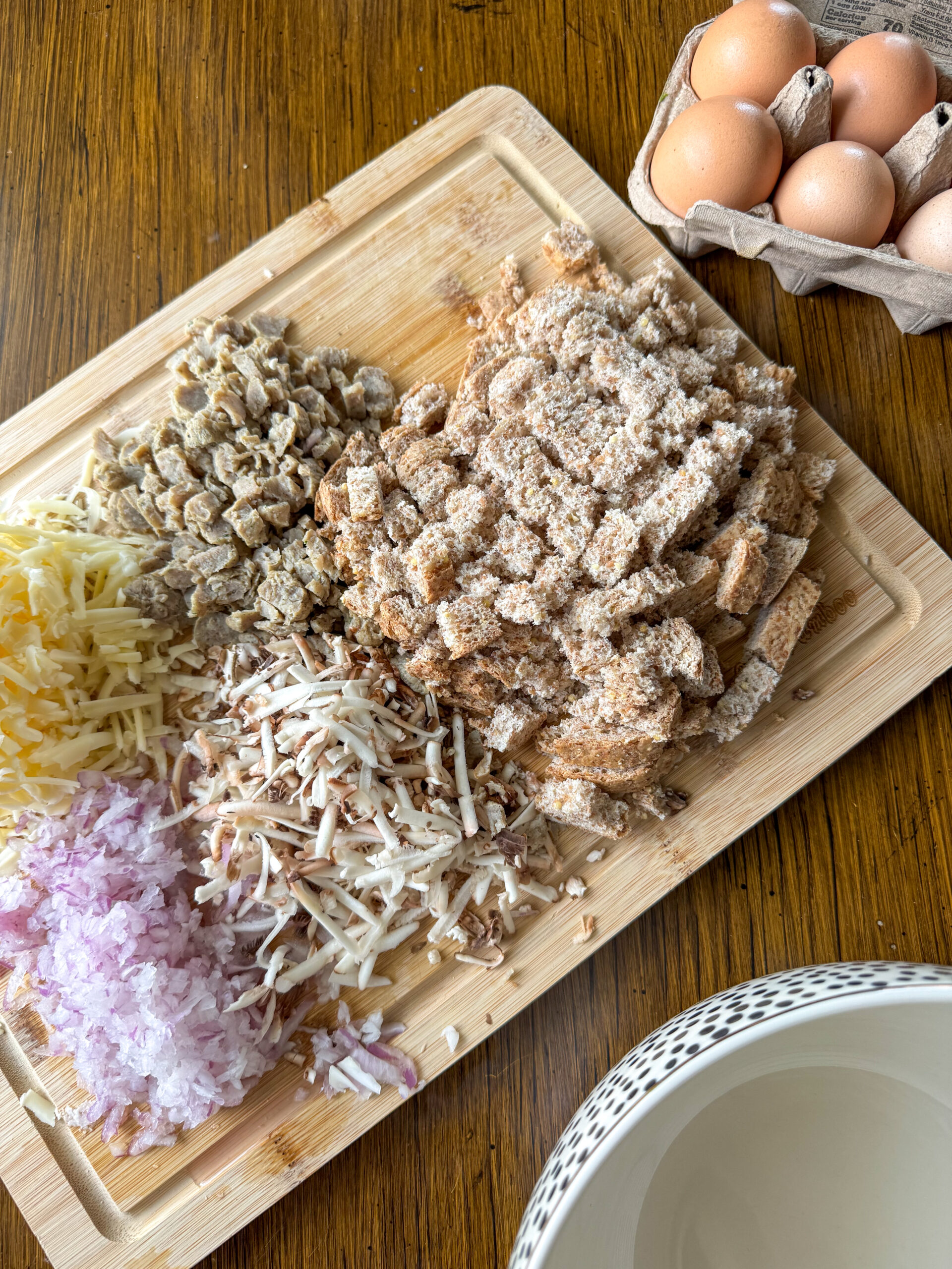 ingredients for easy savory breakfast muffins that are toddler-approved