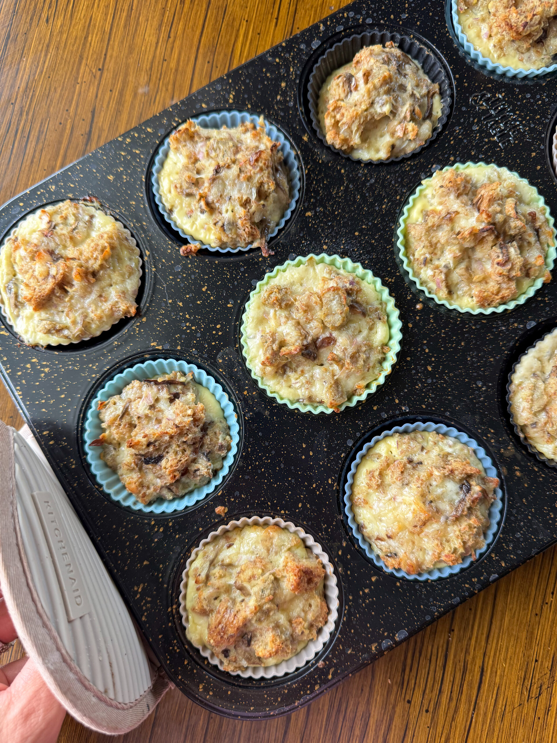 Savory egg and bread breakfast muffins on a plate – kid-friendly and freezer-ready
