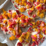 easy frozen yogurt bark strawberry mango
