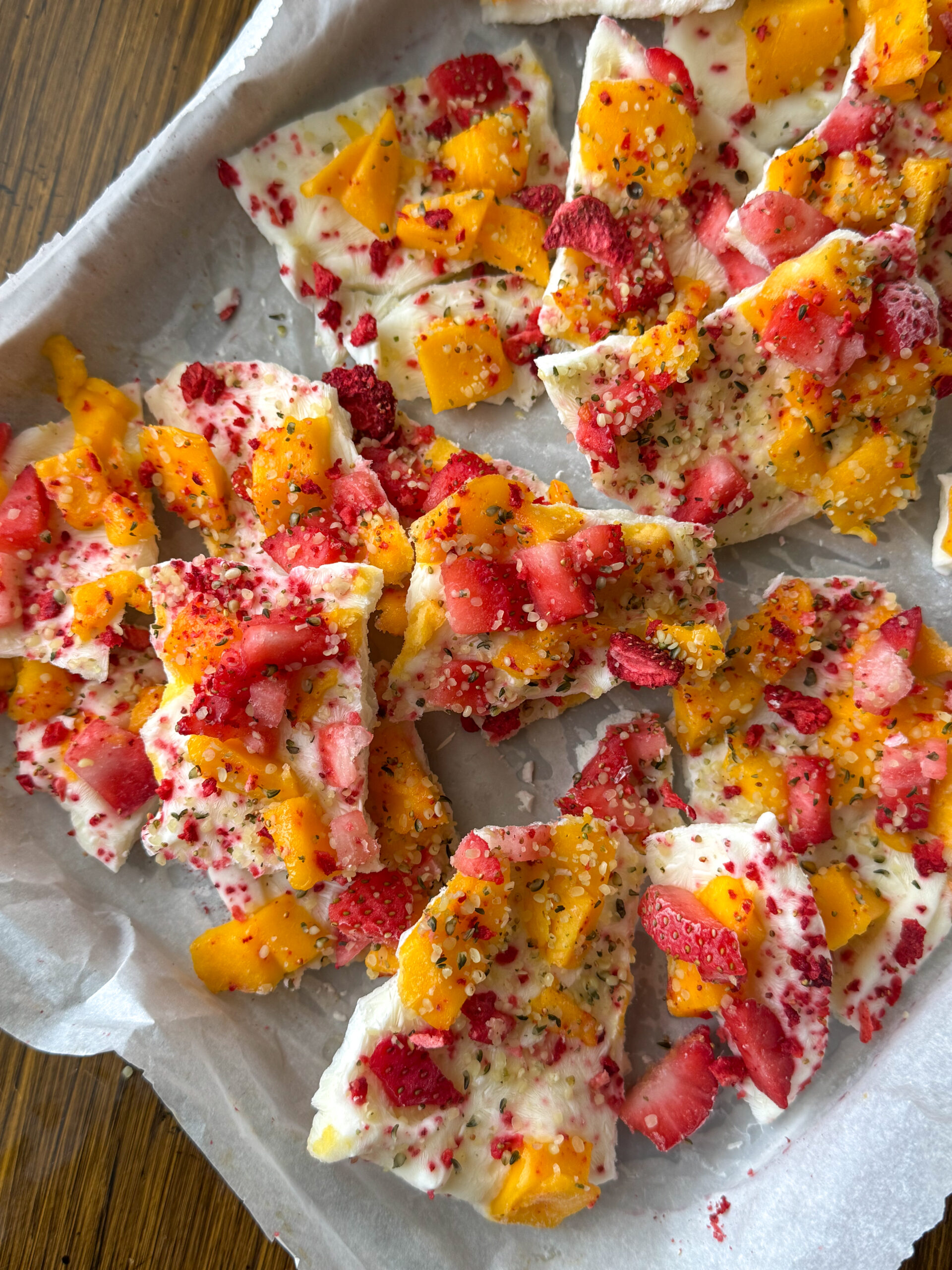 freeze and break yogurt bark up