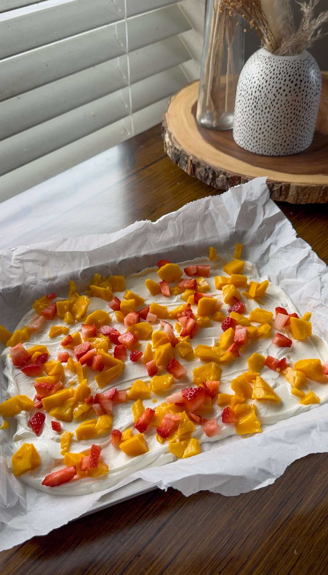 sprinkle fruit for frozen yogurt bark