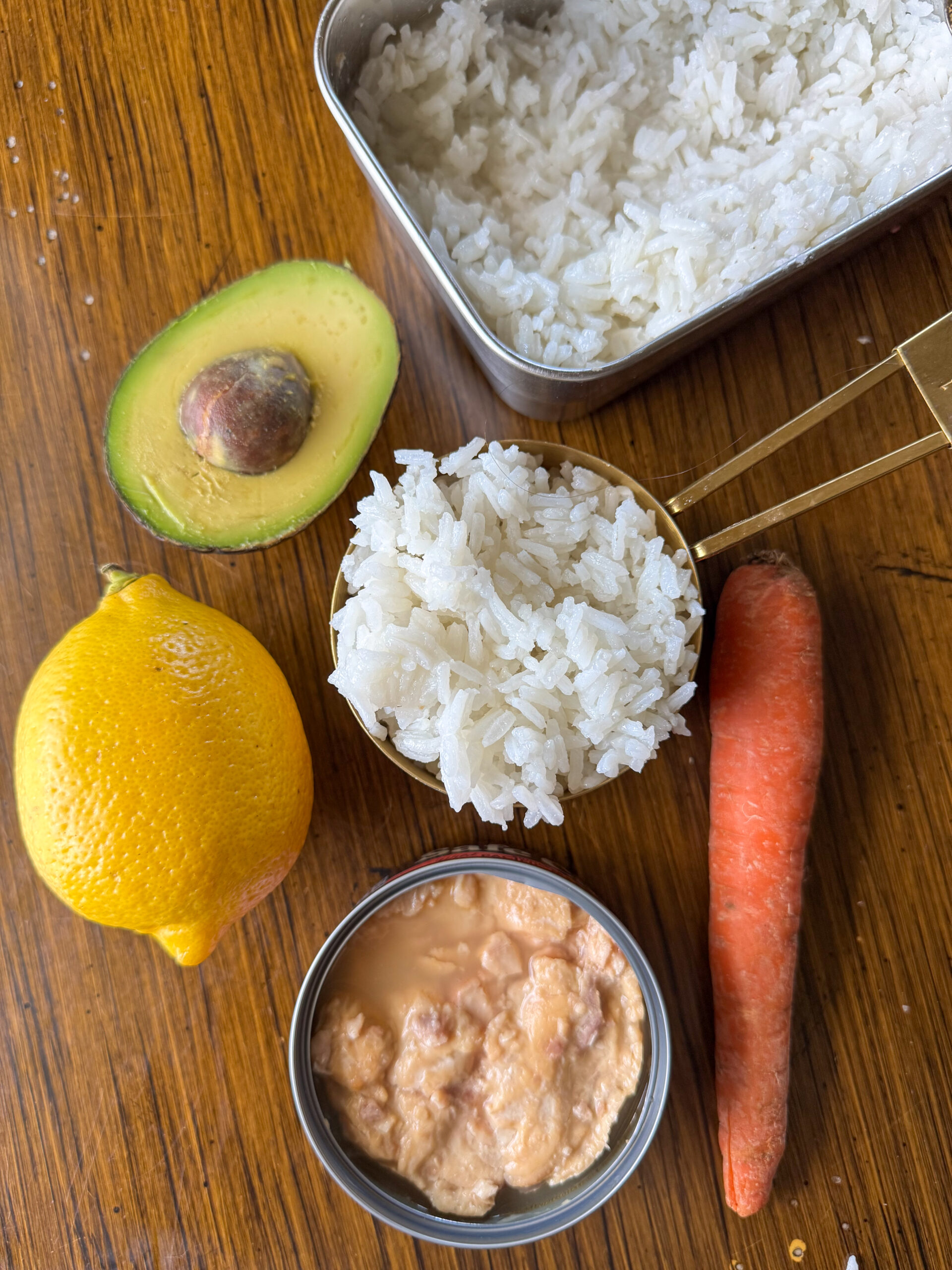 ingredients for easy salmon rice balls