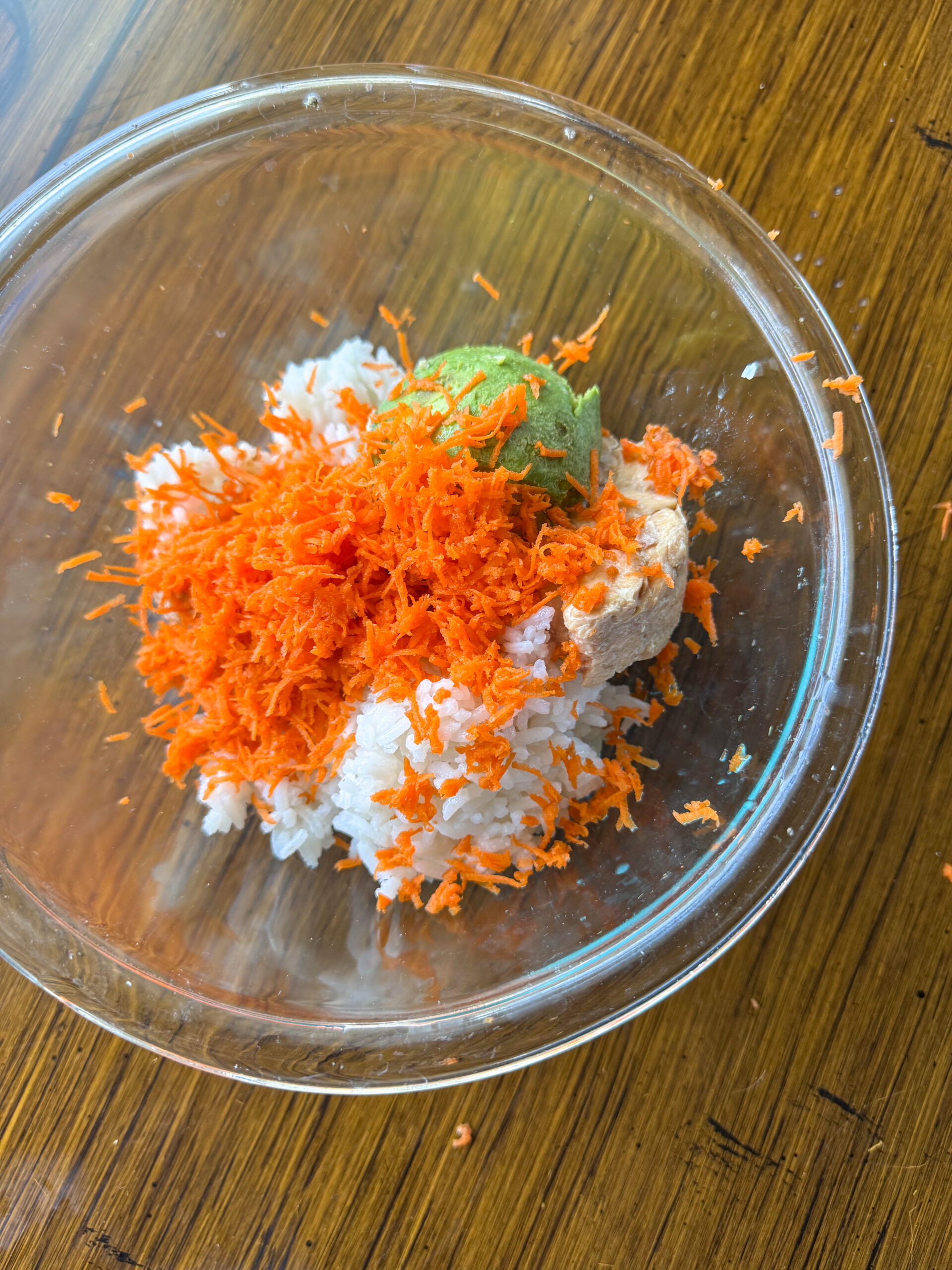 mash ingredients for the easy salmon rice balls
