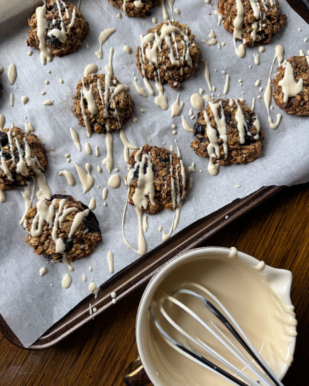 easy healthy tahini greek yogurt dip with blueberry oatmeal cookies for toddlers