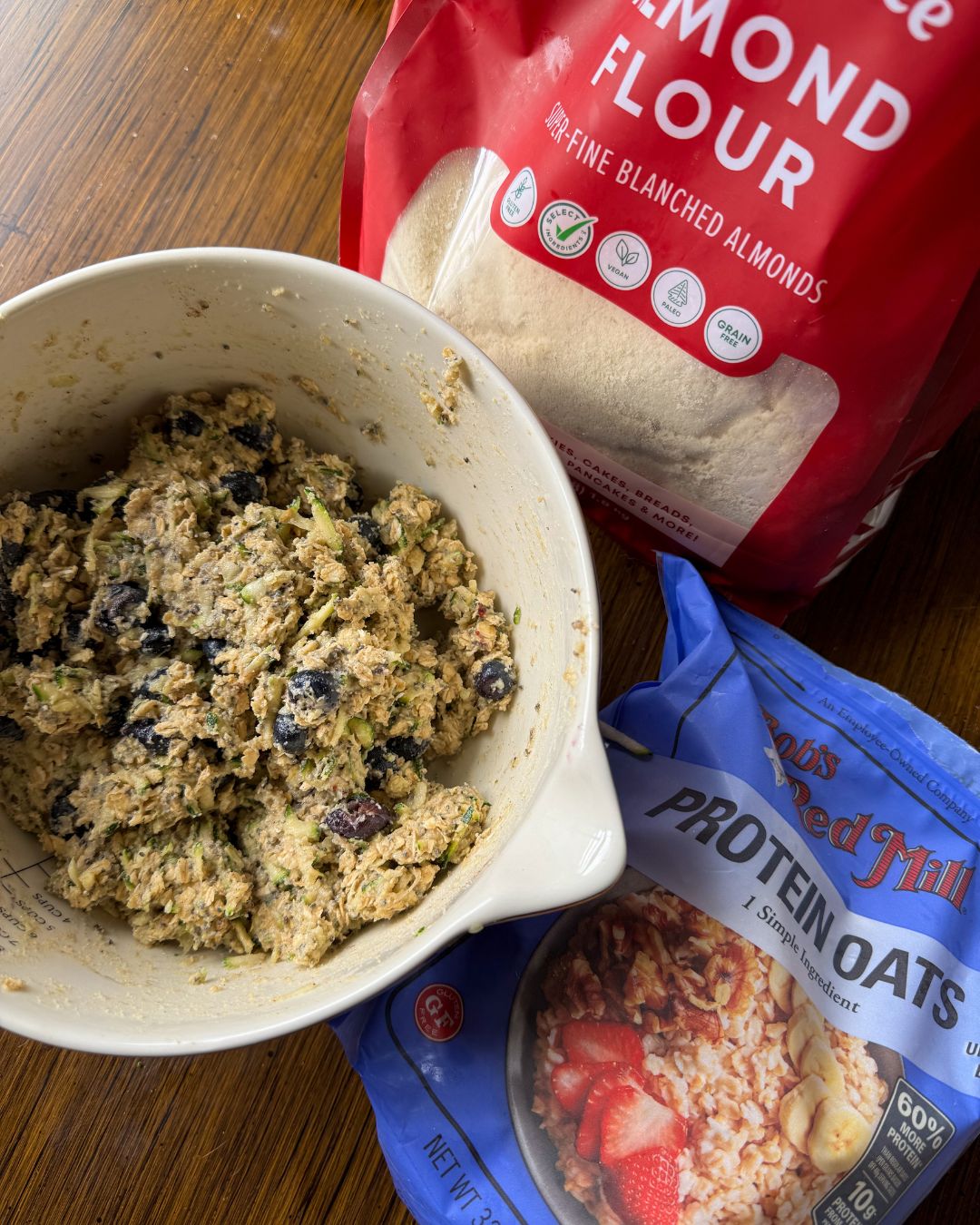 ingredients for healthy simple blueberry zucchini oatmeal cookies for toddlers