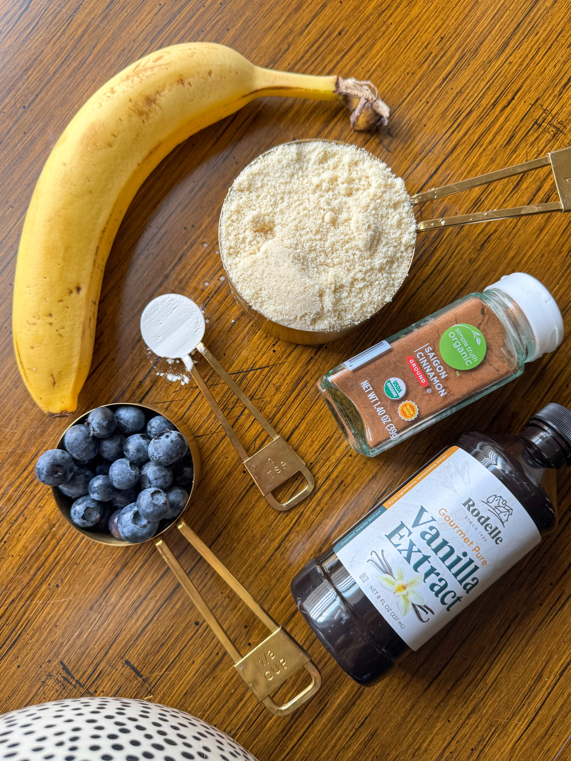 ingredients for the simple blueberry banana donut holes