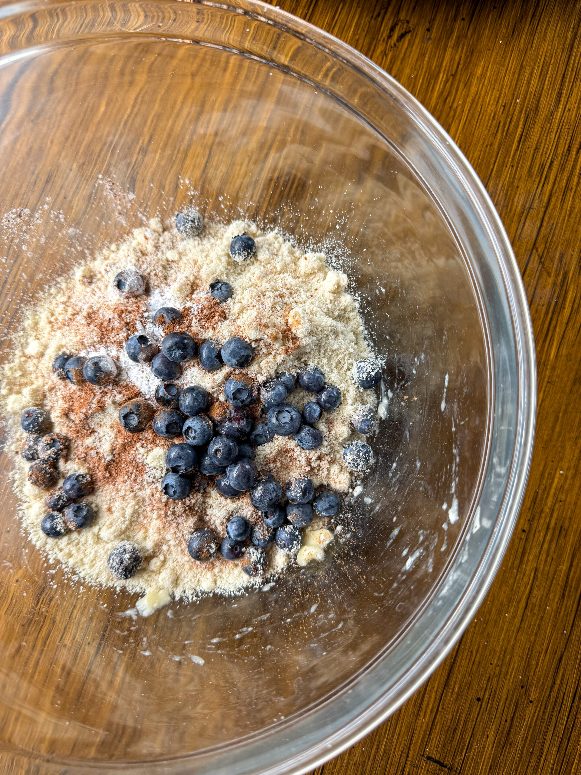 dry ingredients in the bowl for simple blueberry banana donut holes