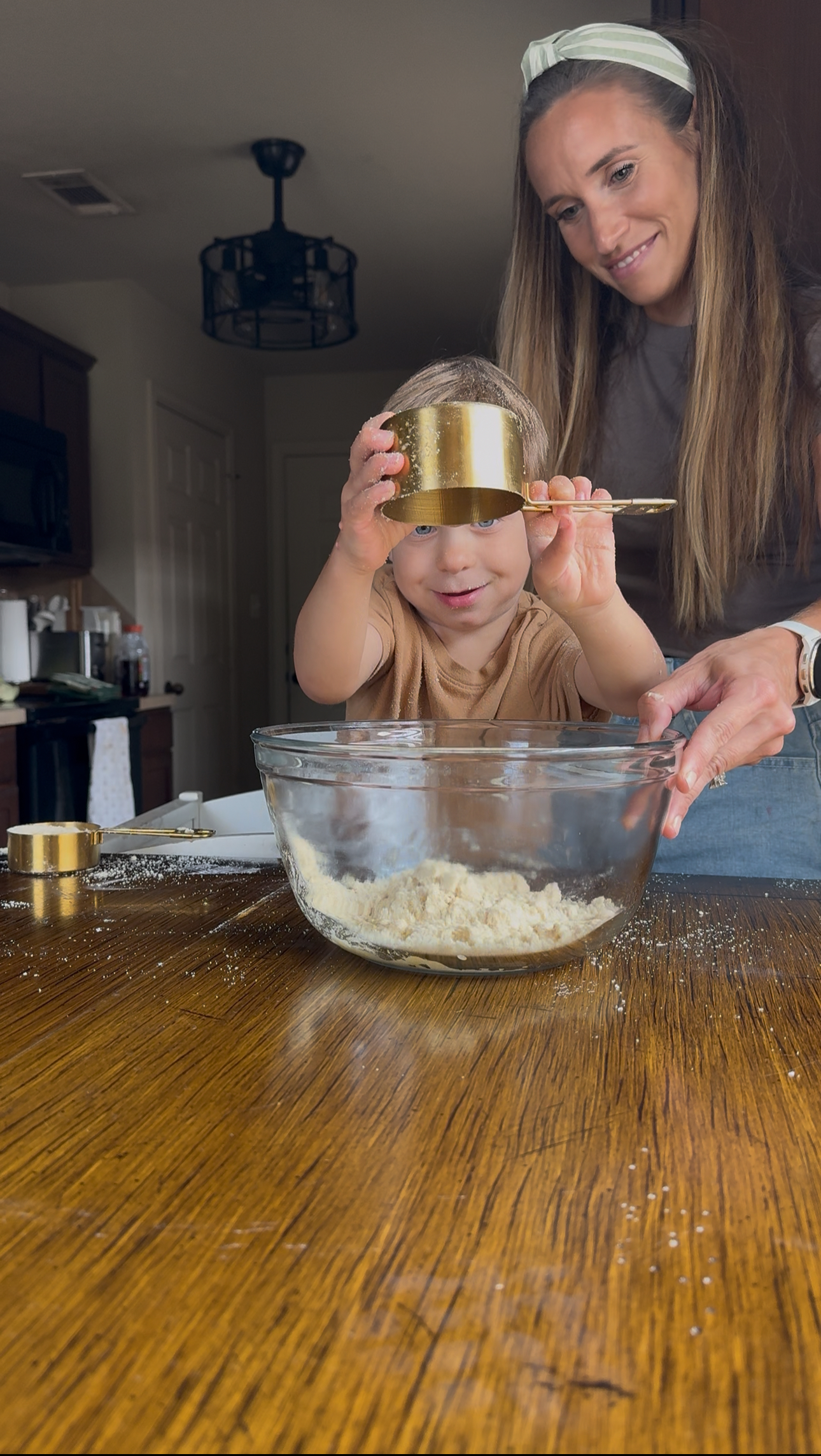 adding the ingredients into the bowl