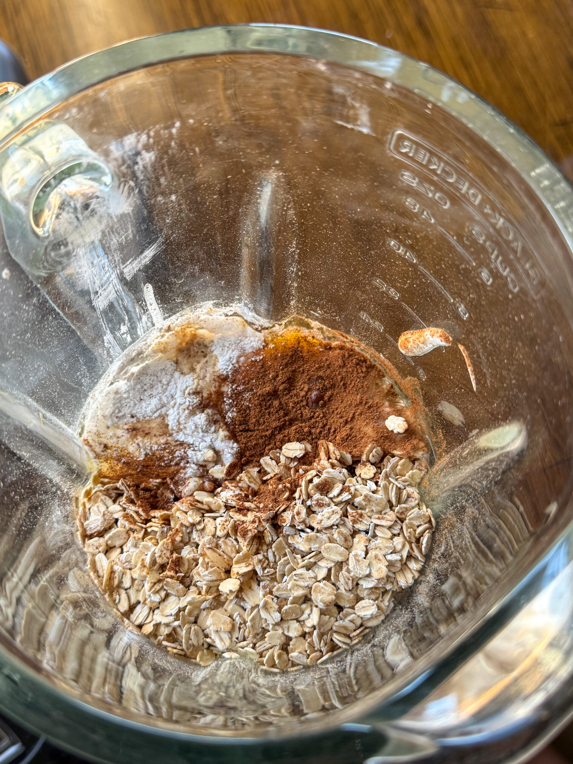 blending the yogurt oat waffle ingredients together