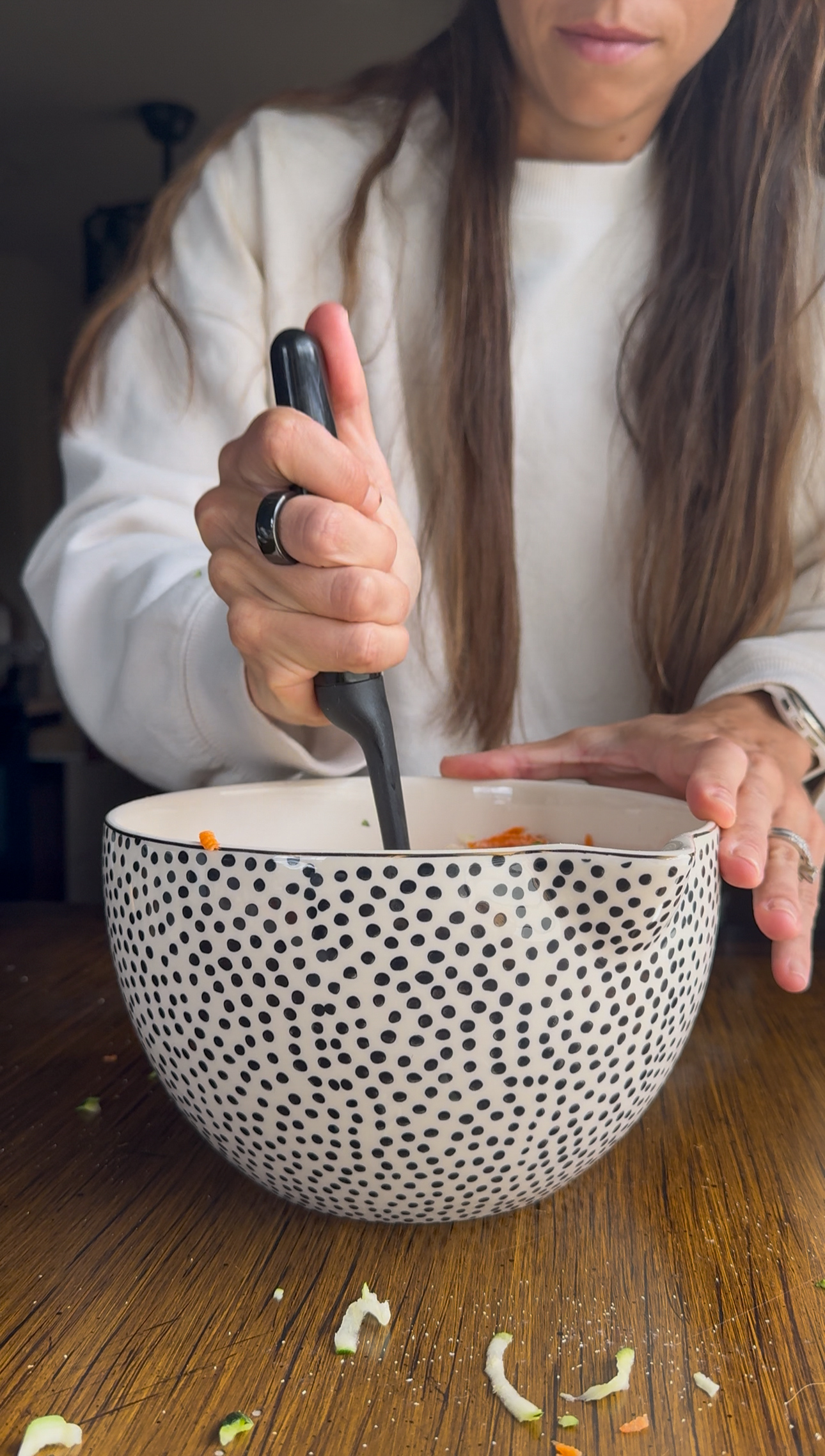 mixing all the ingredients together in a bowl