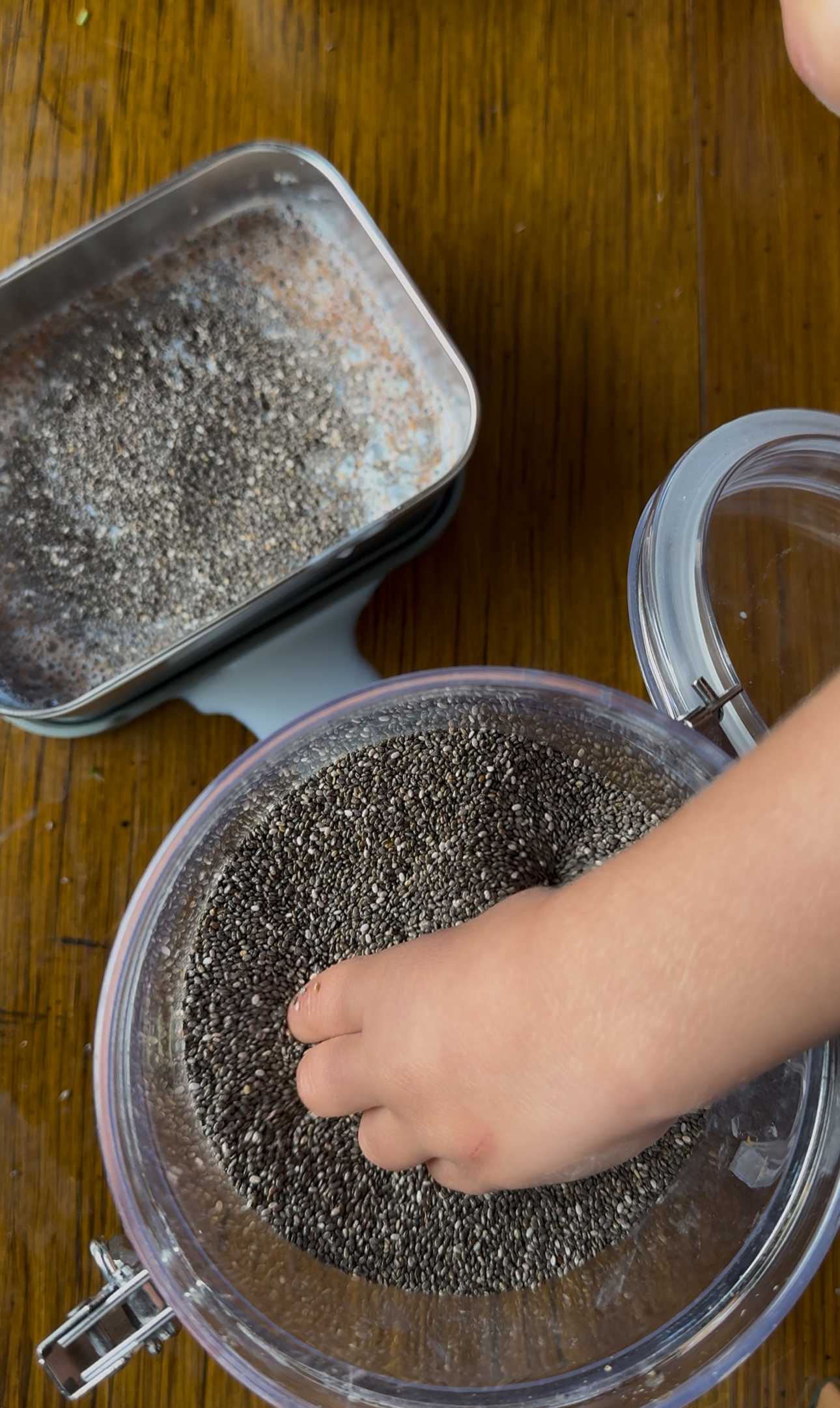 combining the ingredients in stainless steel container