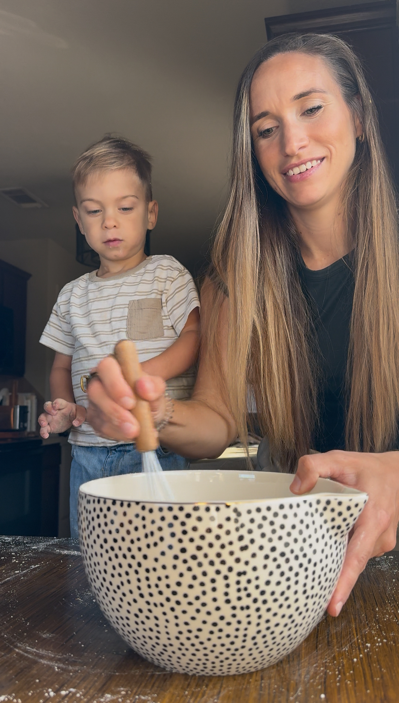 mixing the ingredients for the orange oatmeal muffins