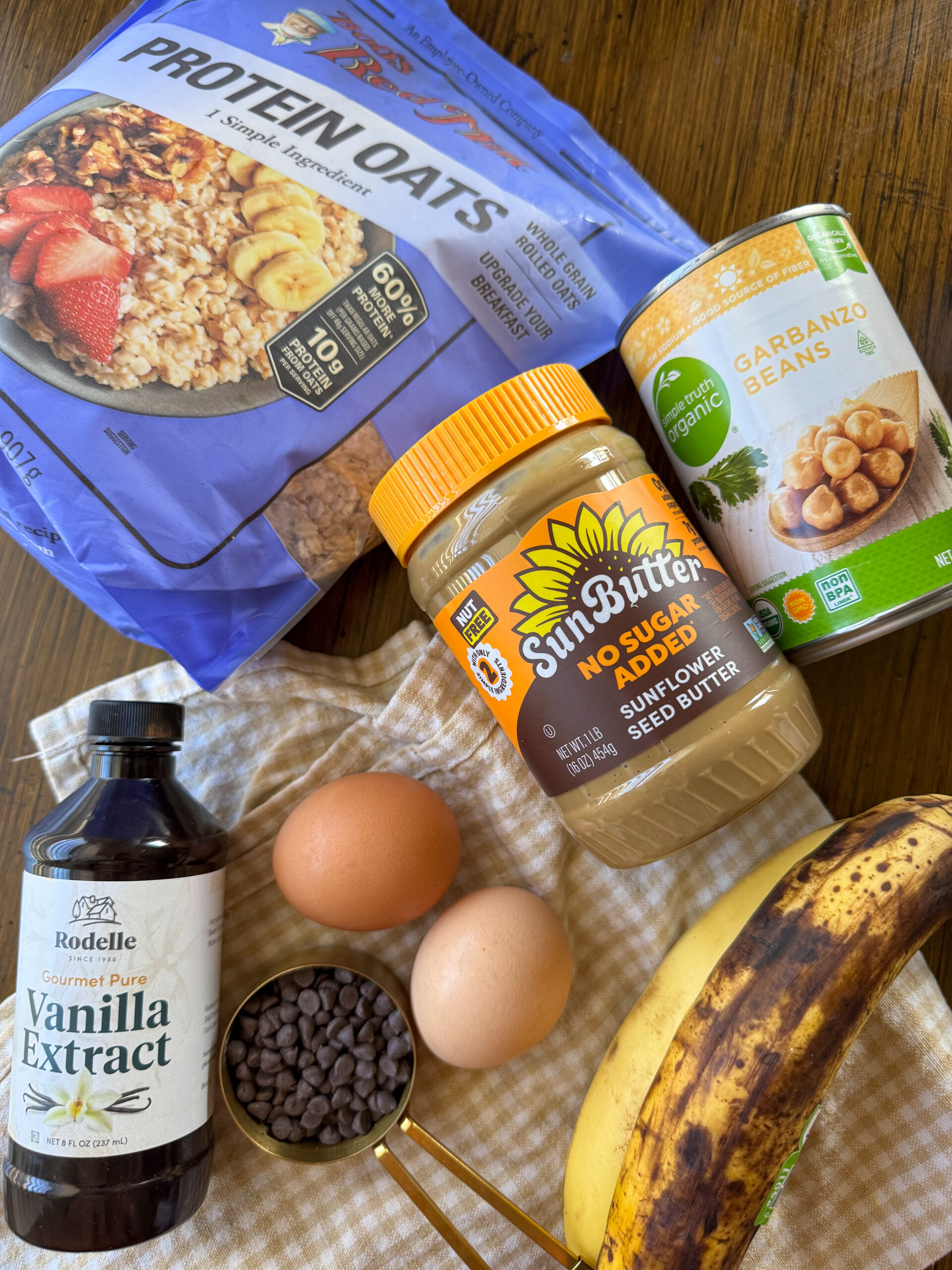 ingredients for the banana chickpea muffins