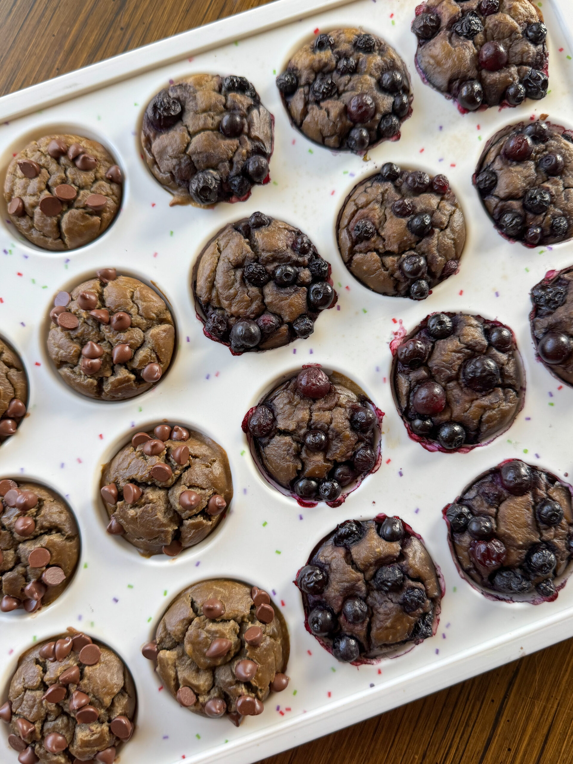chocolate chip and blueberry versions