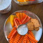 easy high protein ranch dip with veggies and crackers for toddlers