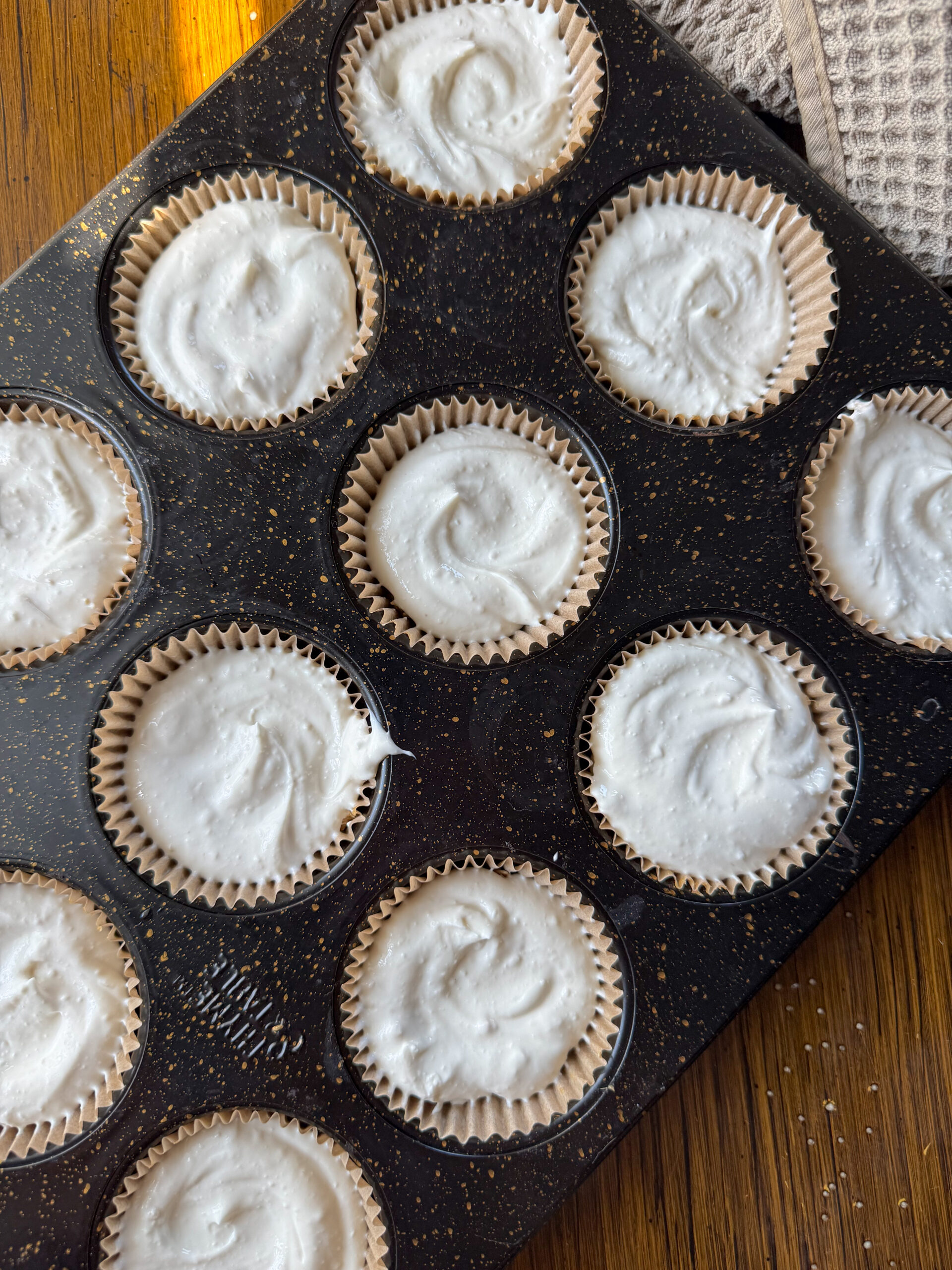 adding the cheesecake mix in