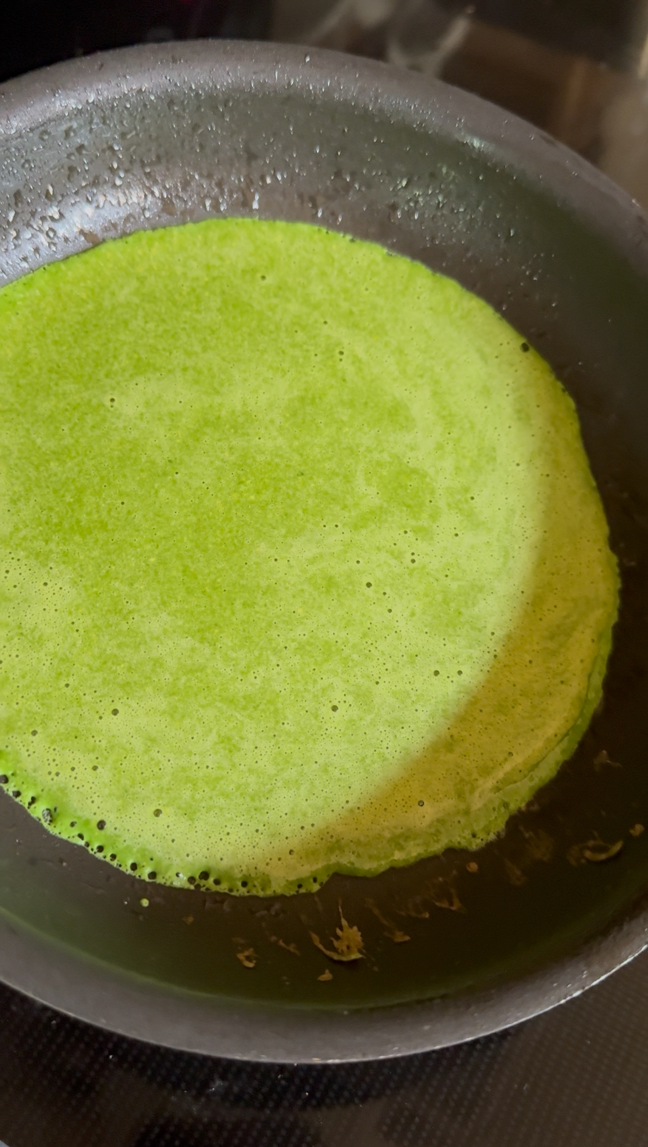 the blended mixture on the skillet