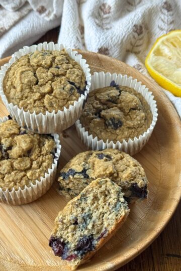 simple lemon blueberry chickpea muffins