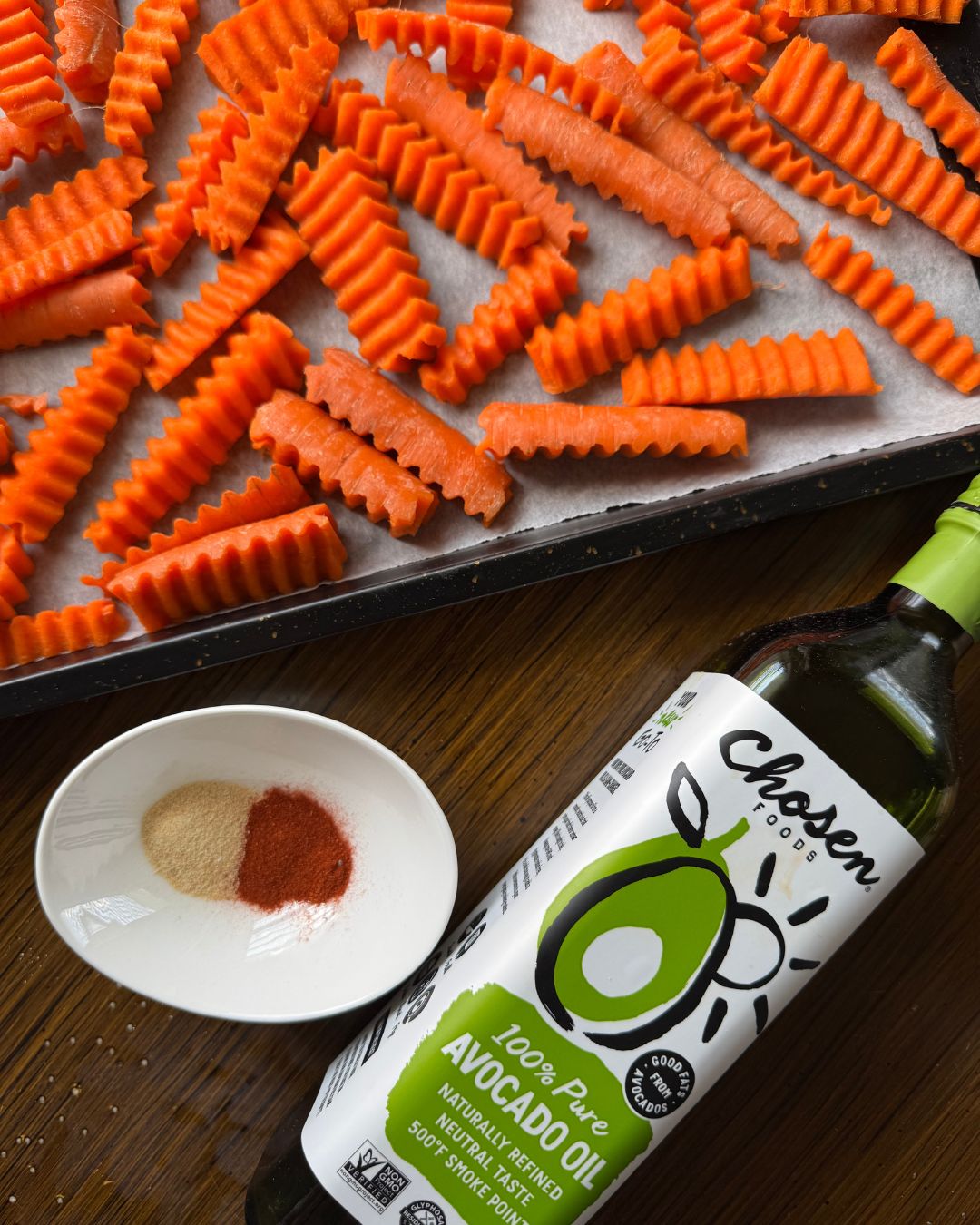 ingredients for the easy carrot fries