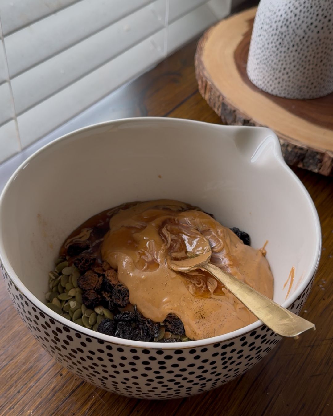 adding ingredients into the bowl