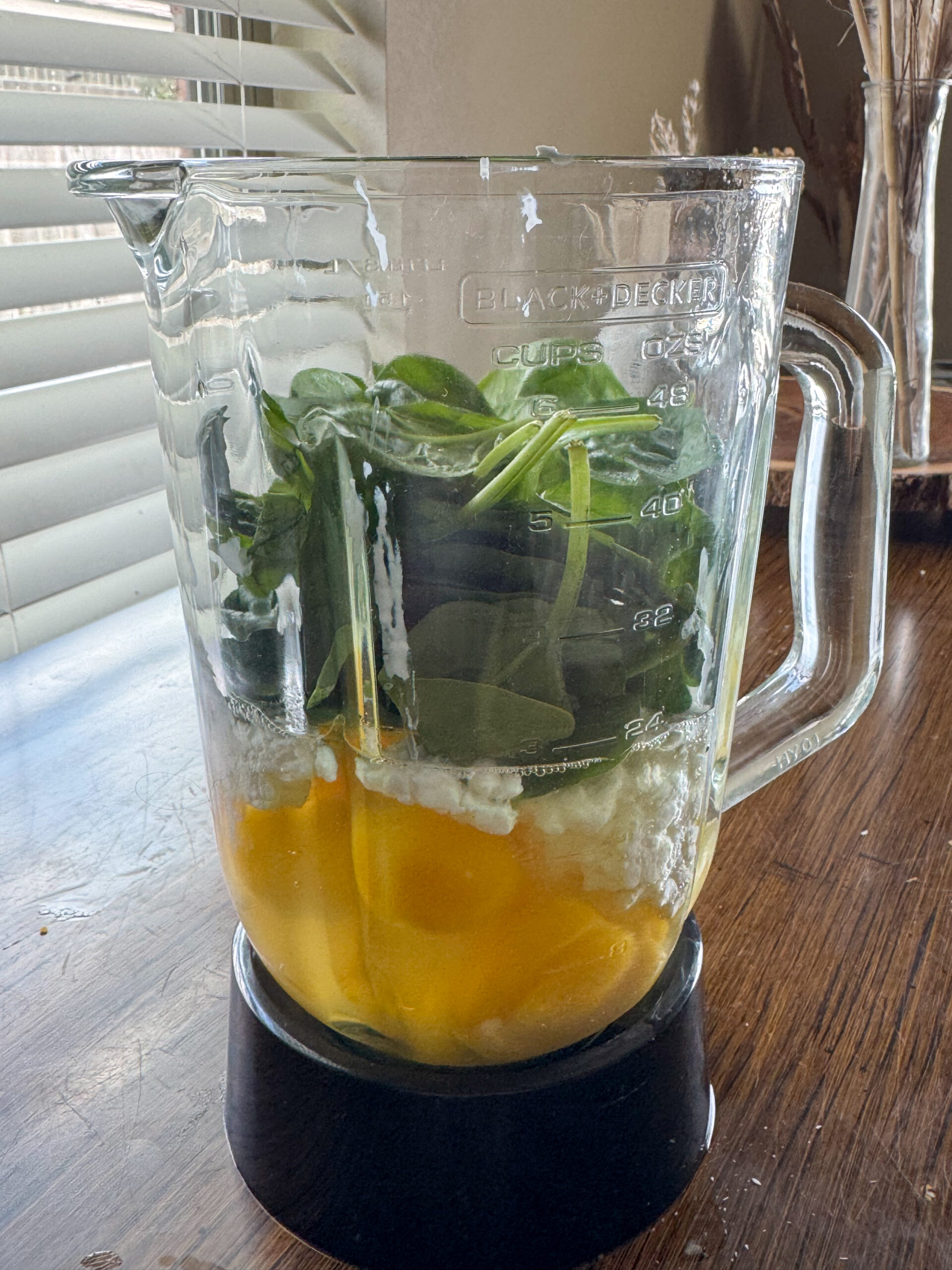adding the ingredients to the blender