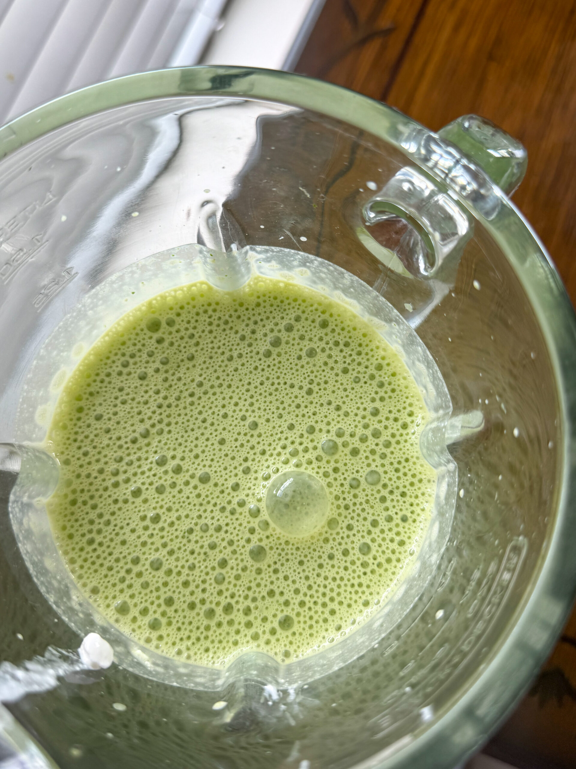 blending the ingredients together