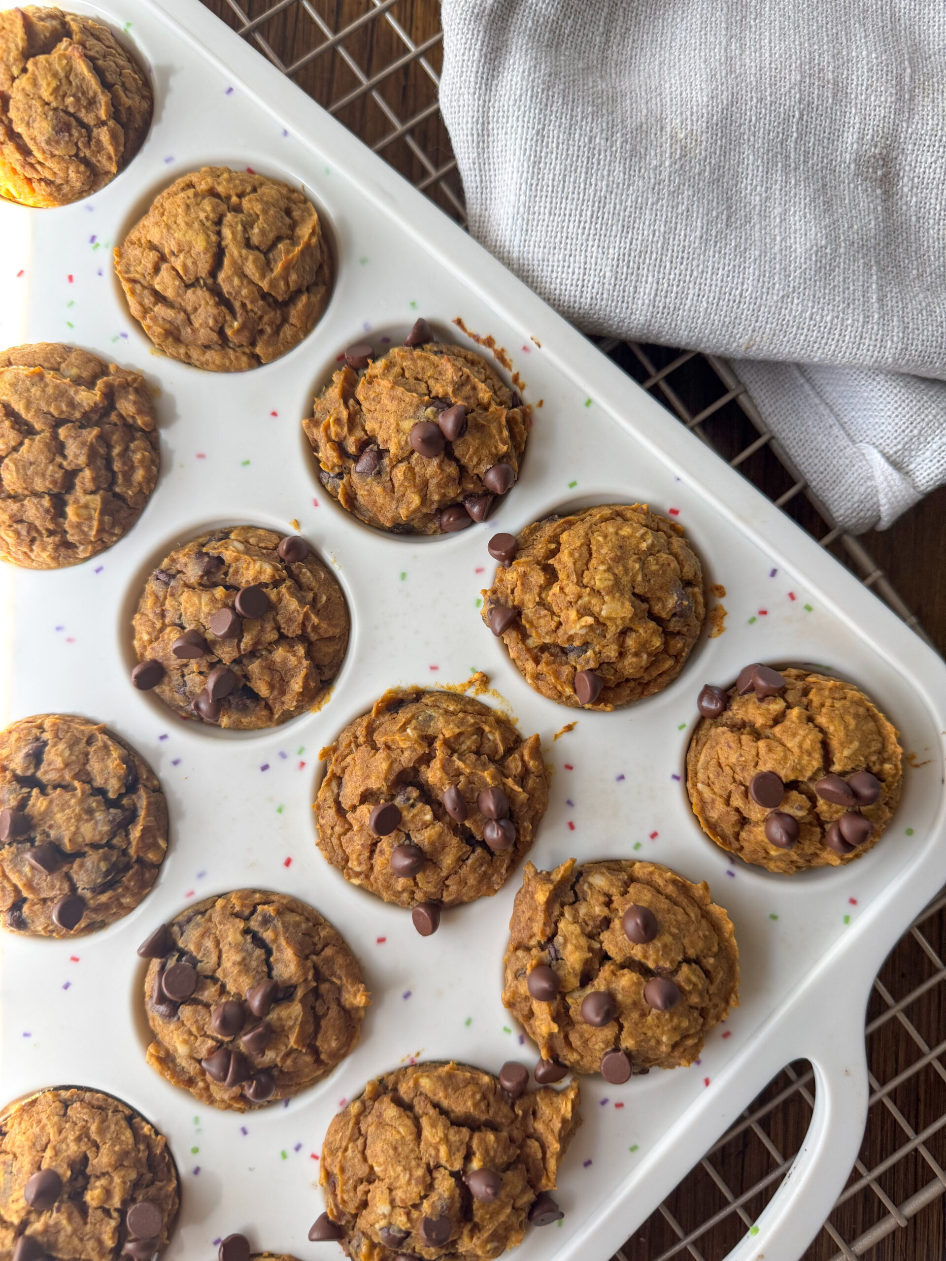 pumpkin chickpea muffins cooling in the pan