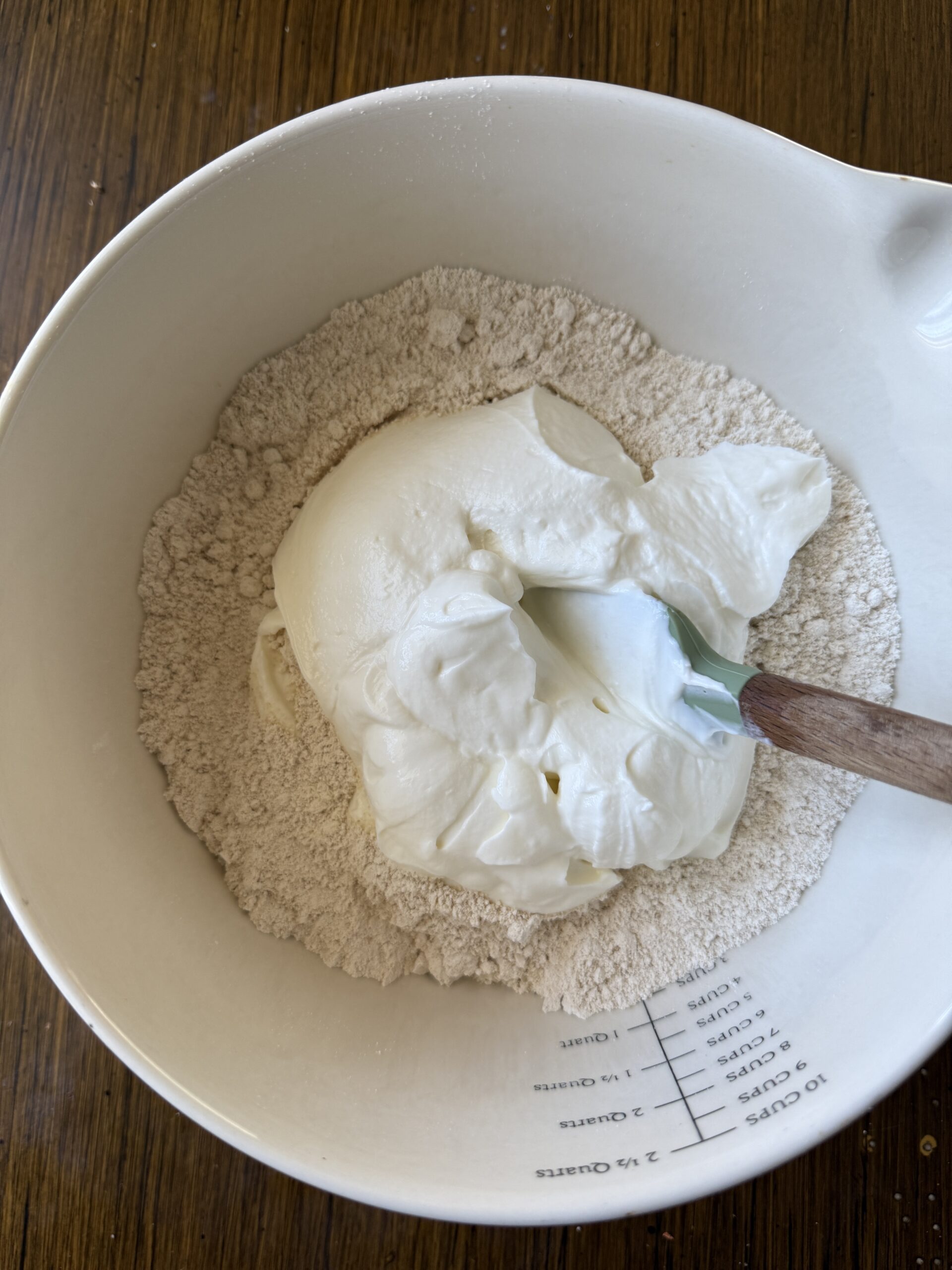 making the greek yogurt dough