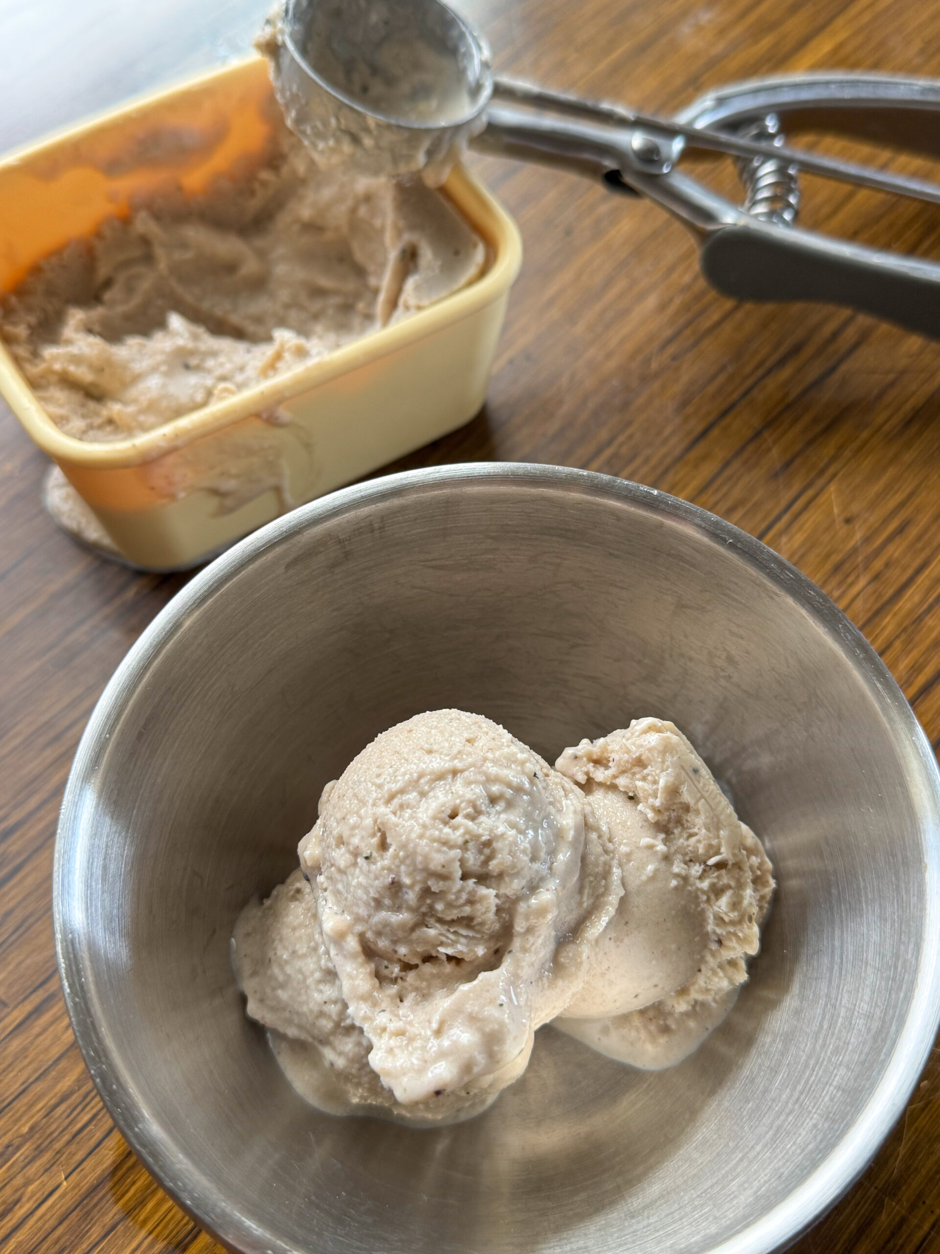 scooped out the peanut butter banana ice cream