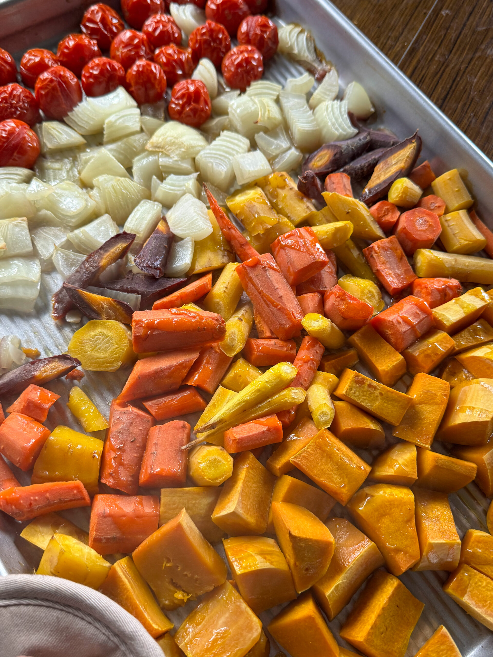 vegetables on a sheet pan