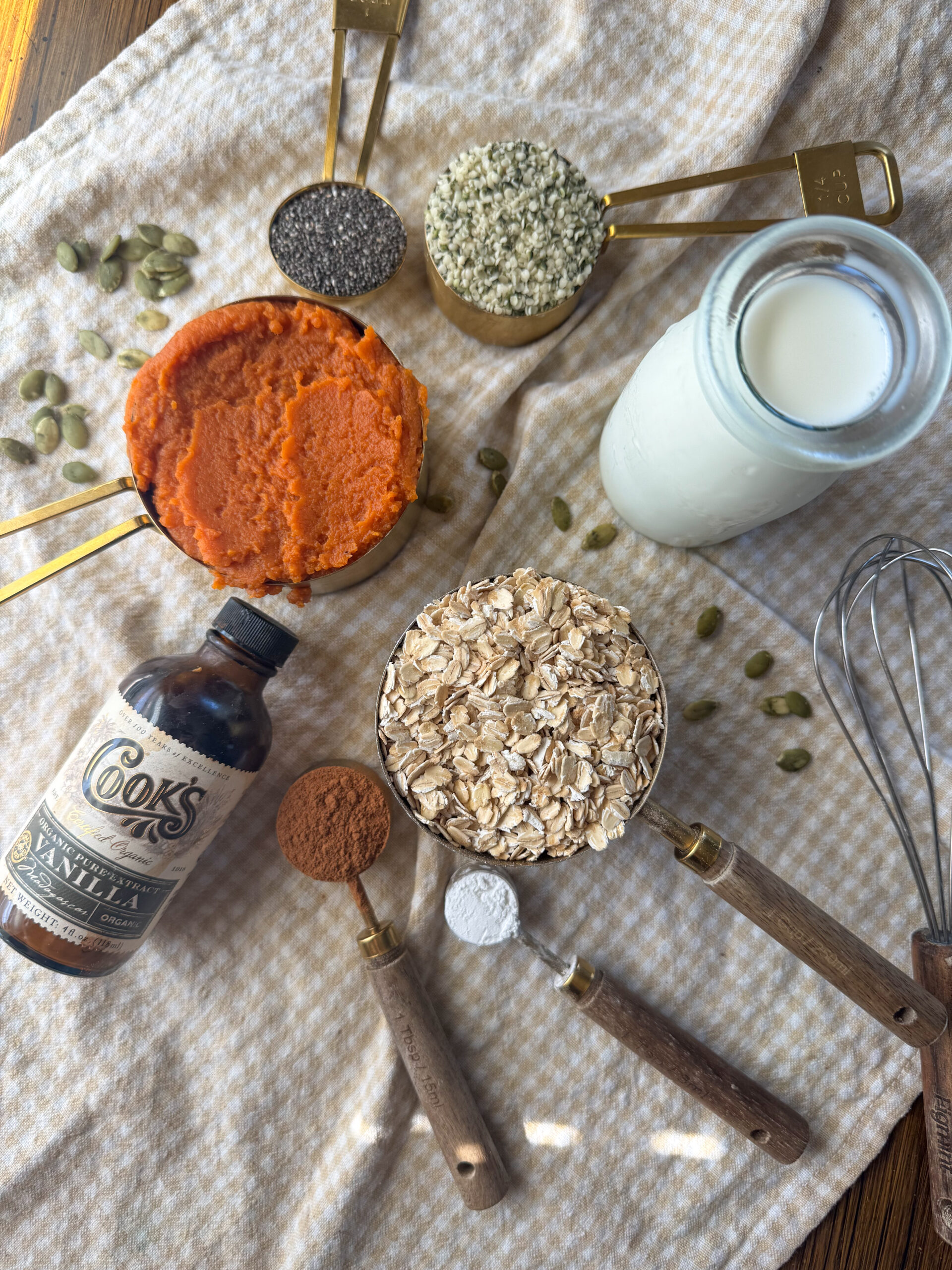 pumpkin oatmeal bar ingredients laying out