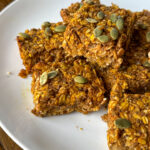 pumpkin oatmeal bars on a white plate