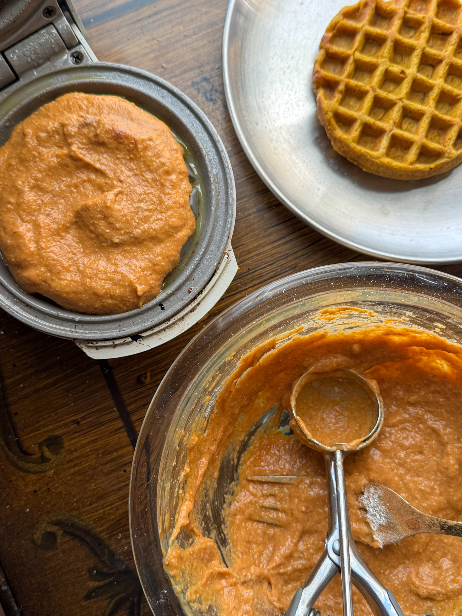 cooking on the waffle iron