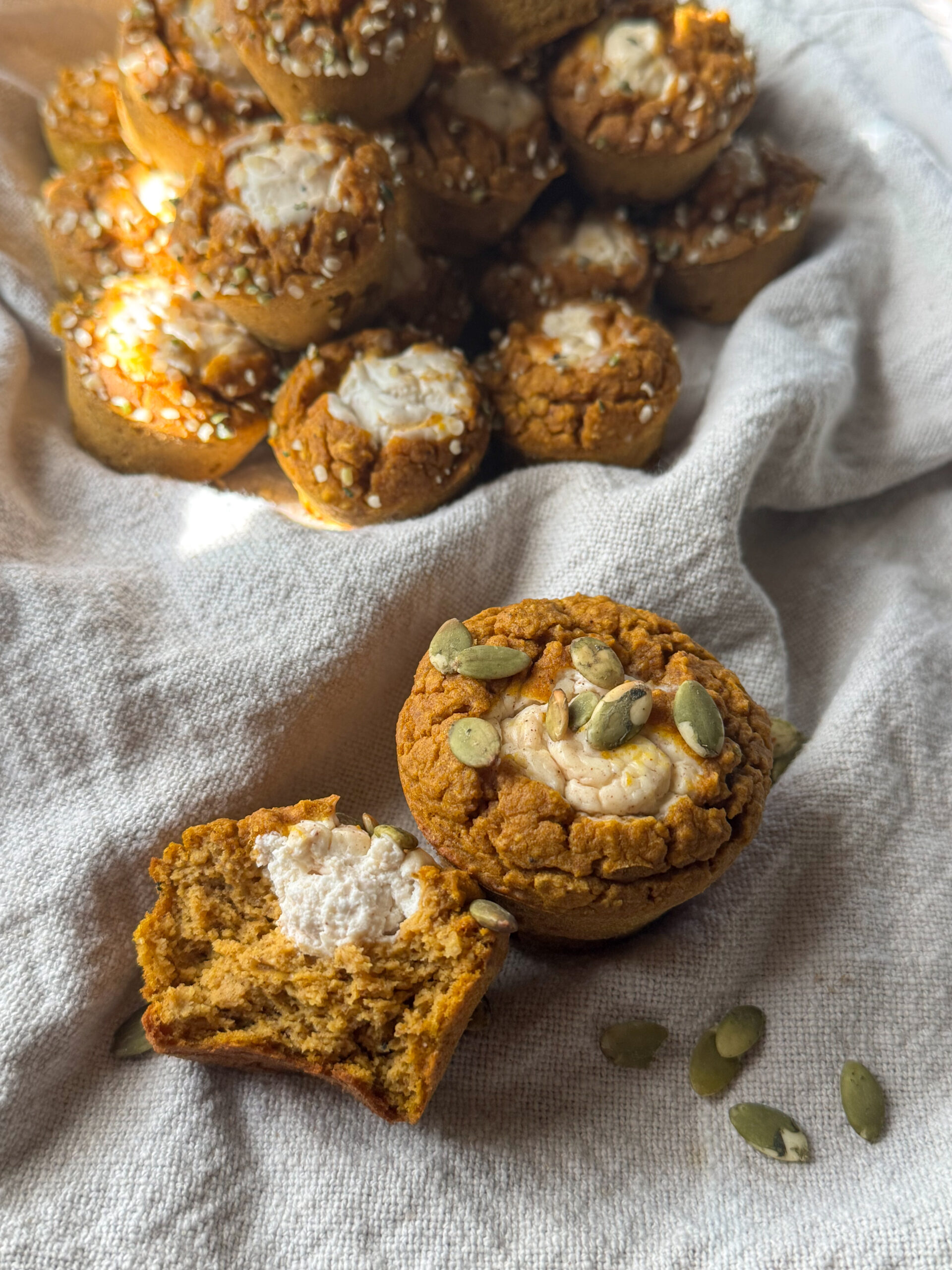 pumpkin cream cheese chickpea muffins