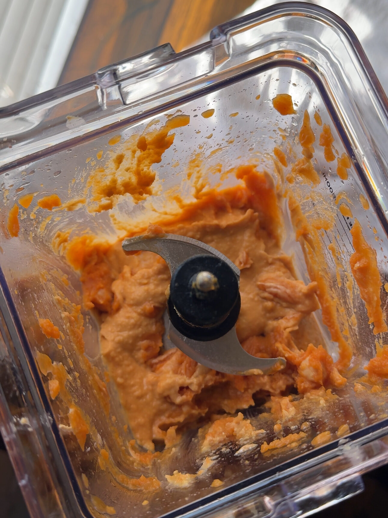 blending the ingredients together