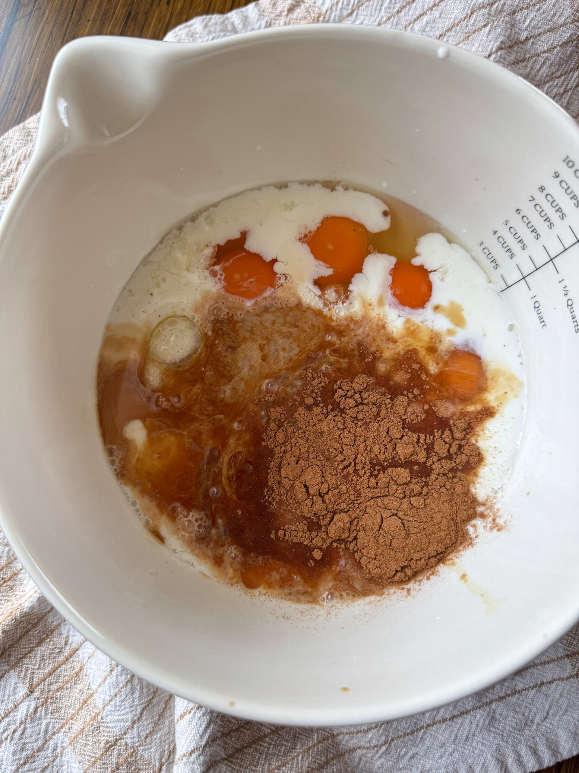 French toast ingredients in a mixing bowl