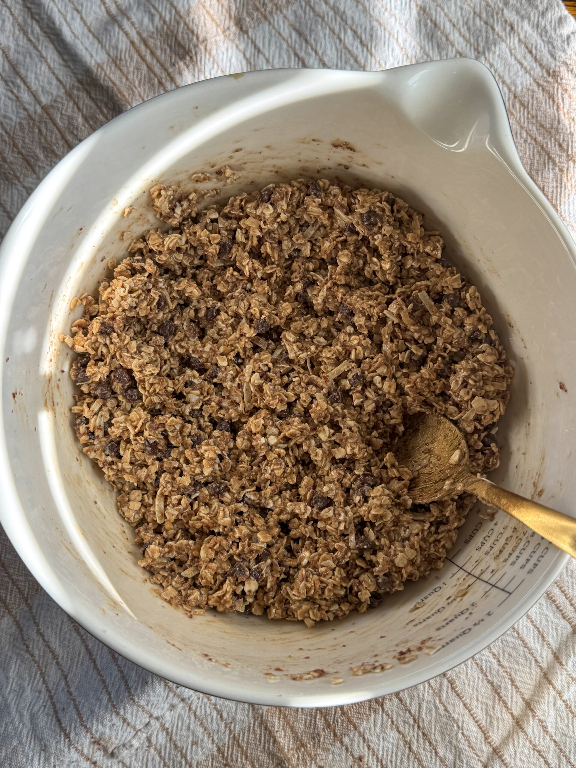 mixing the ingredients together