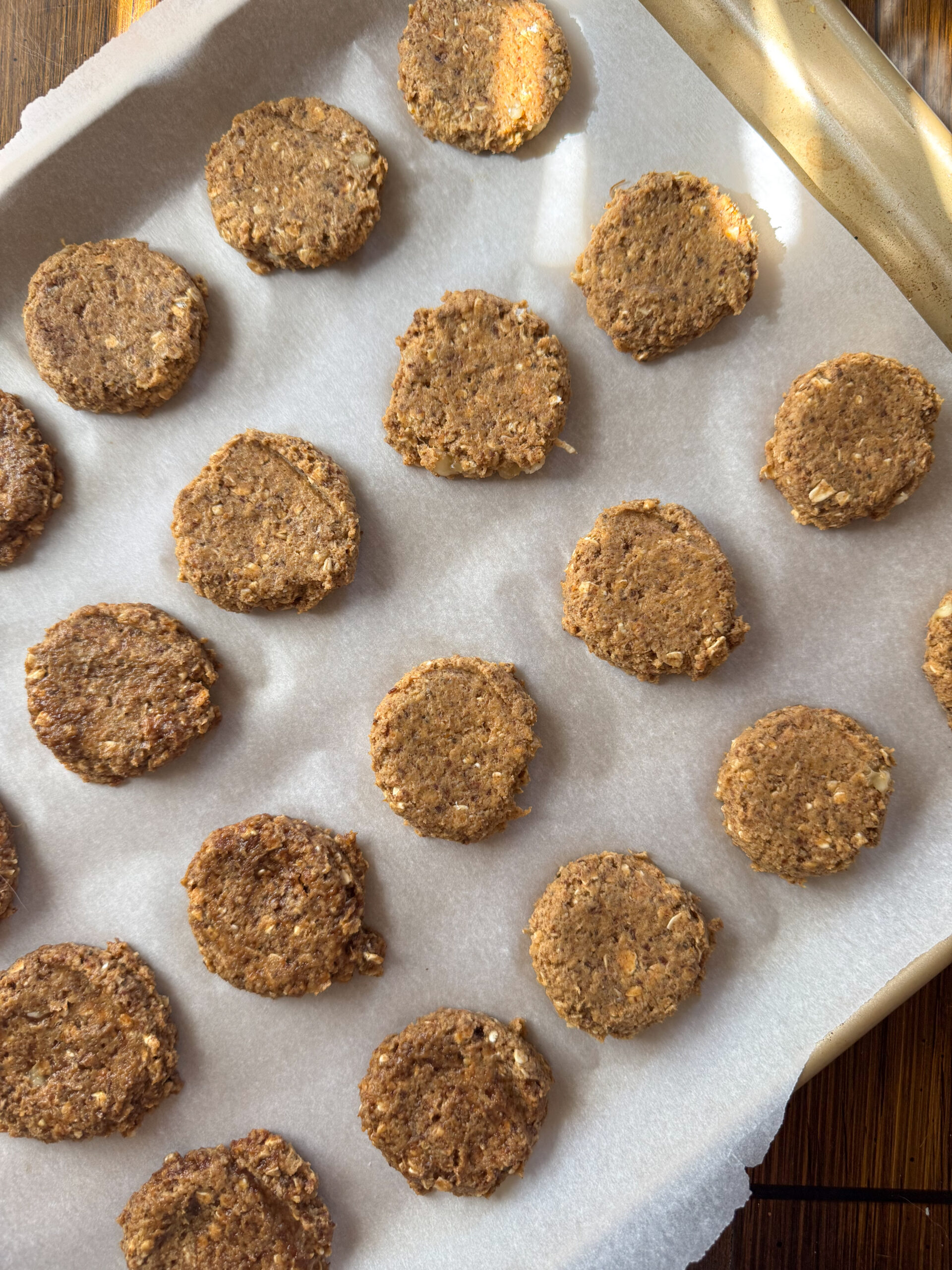 healthy pumpkin cookies for toddlers on baking sheet