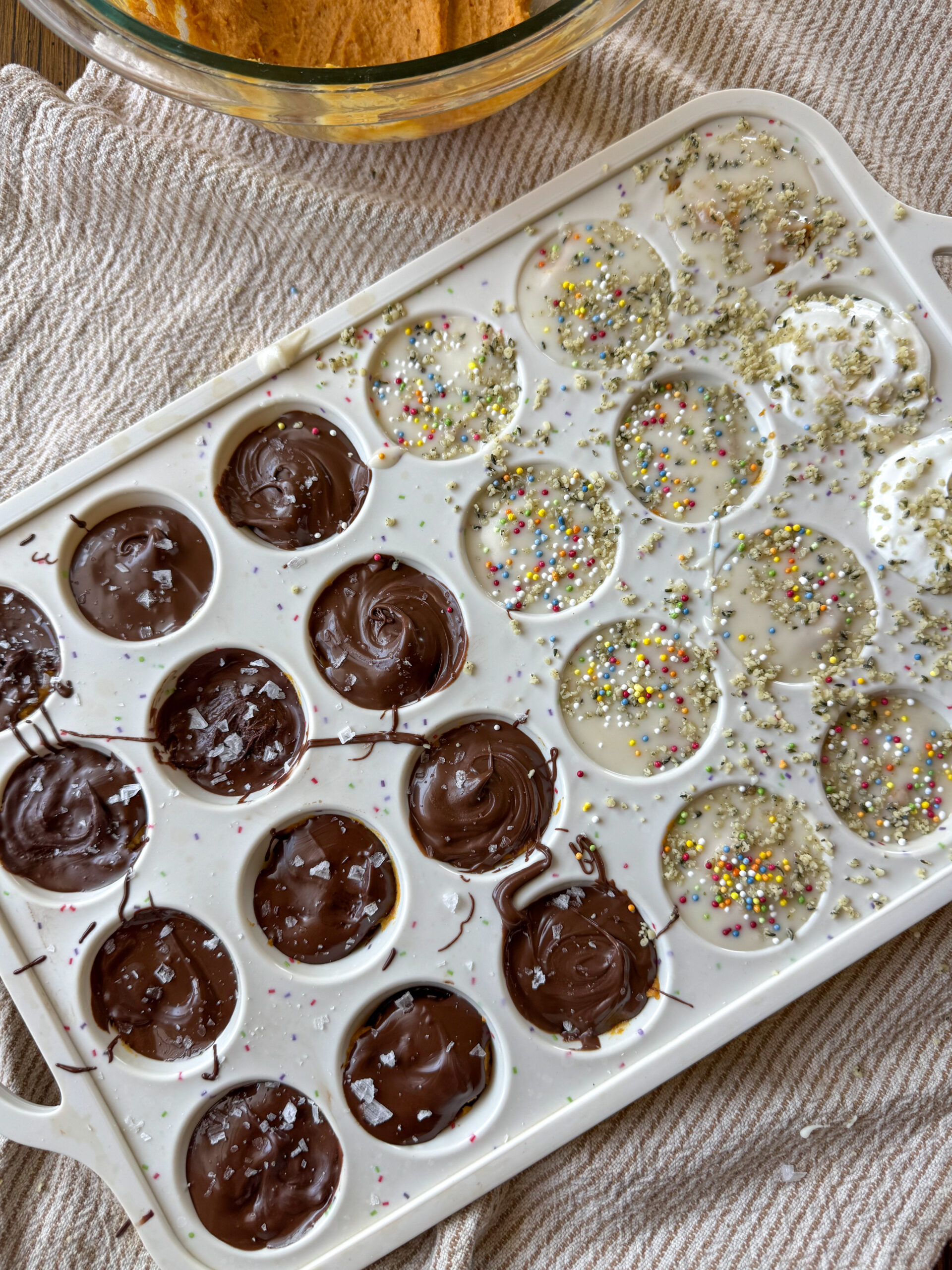 Pumpkin Peanut Butter Cups ready to eat for moms and toddlers