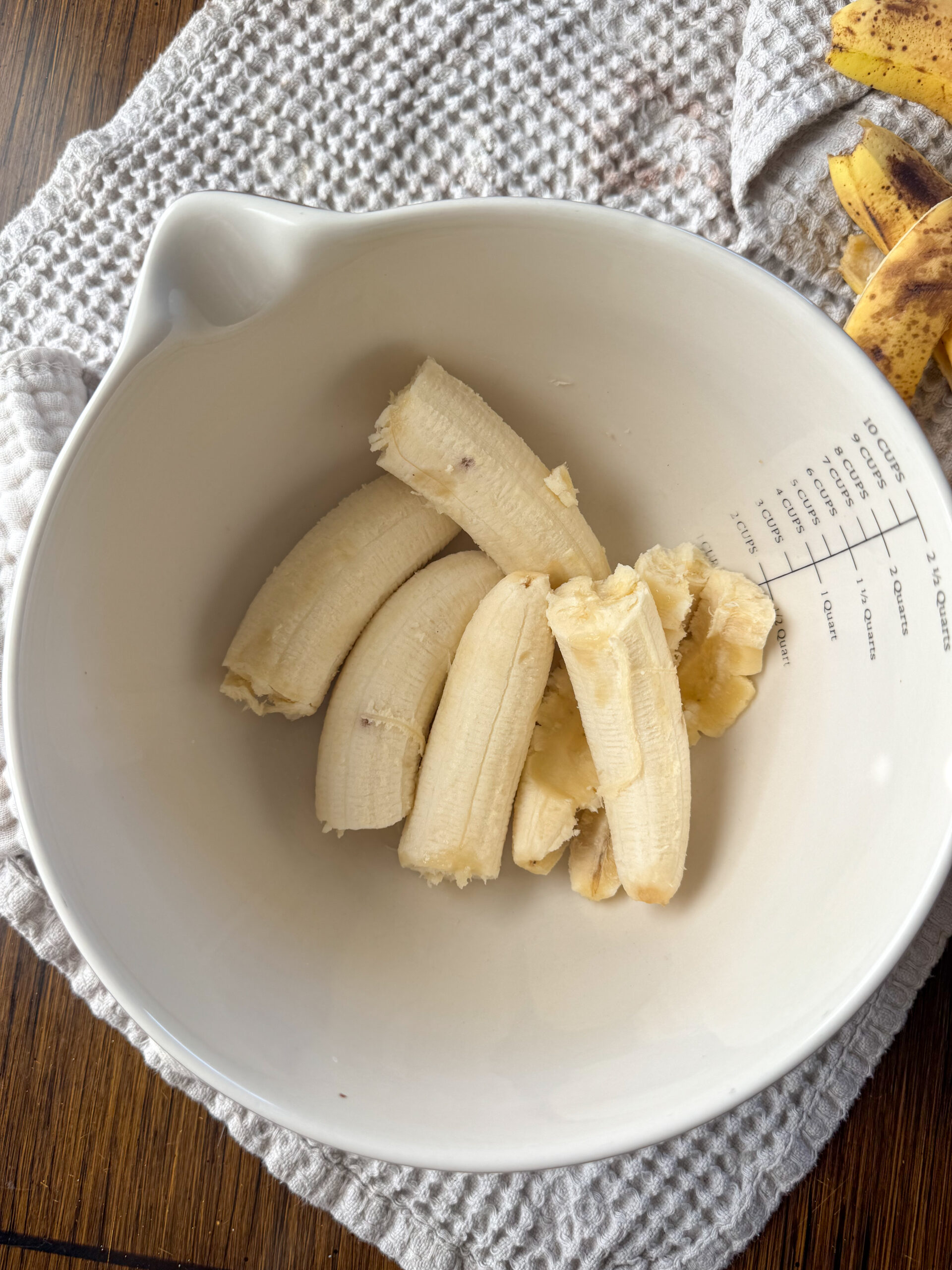 mashing the bananas together