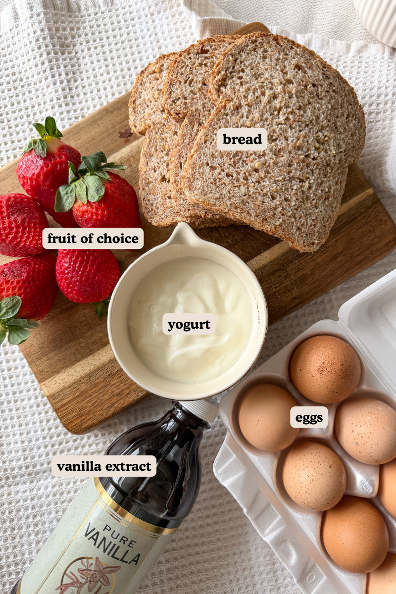 ingredients for the easy egg custard toast