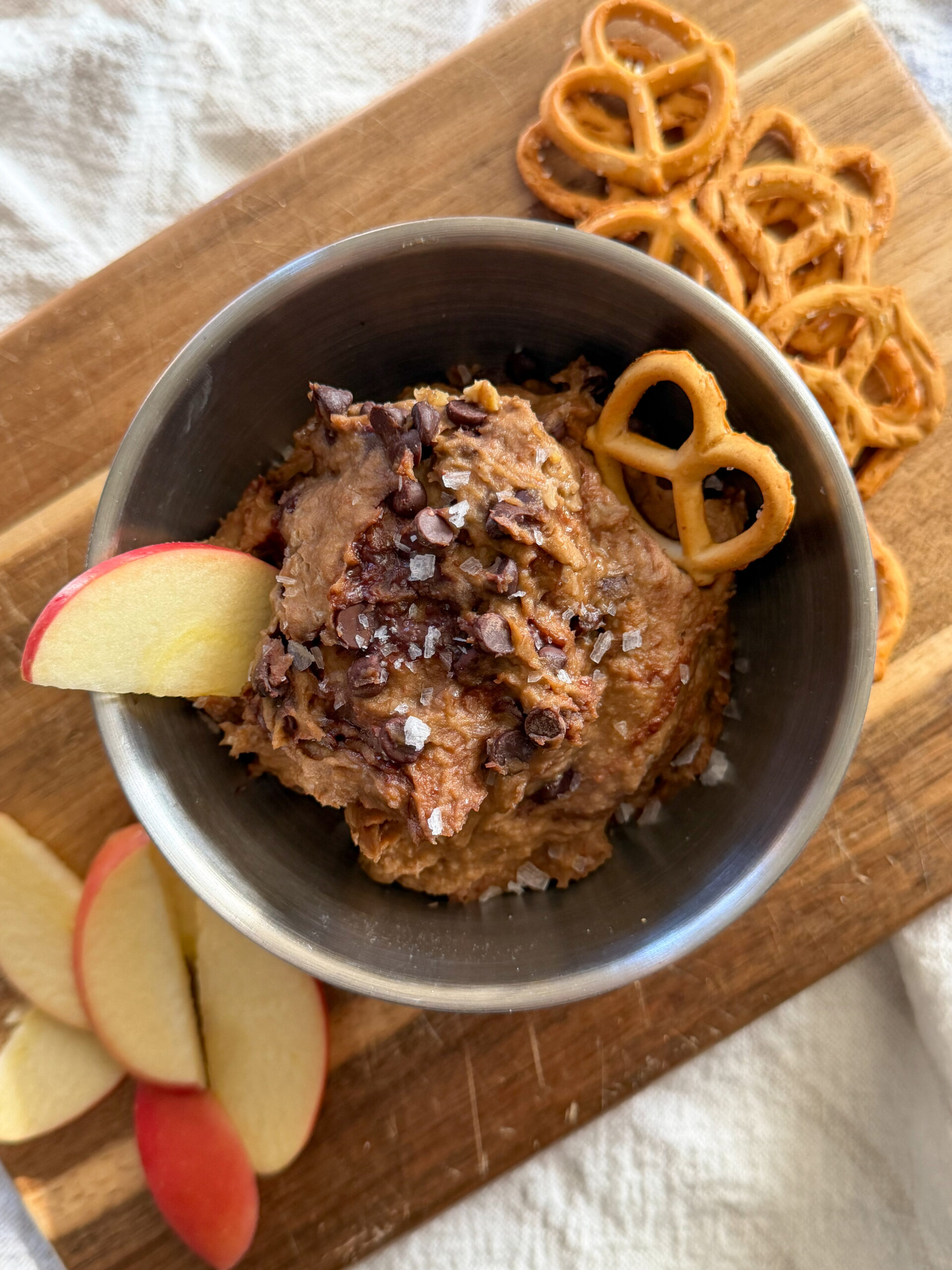 healthy easy chickpea cookie dough with chocolate chips for toddlers