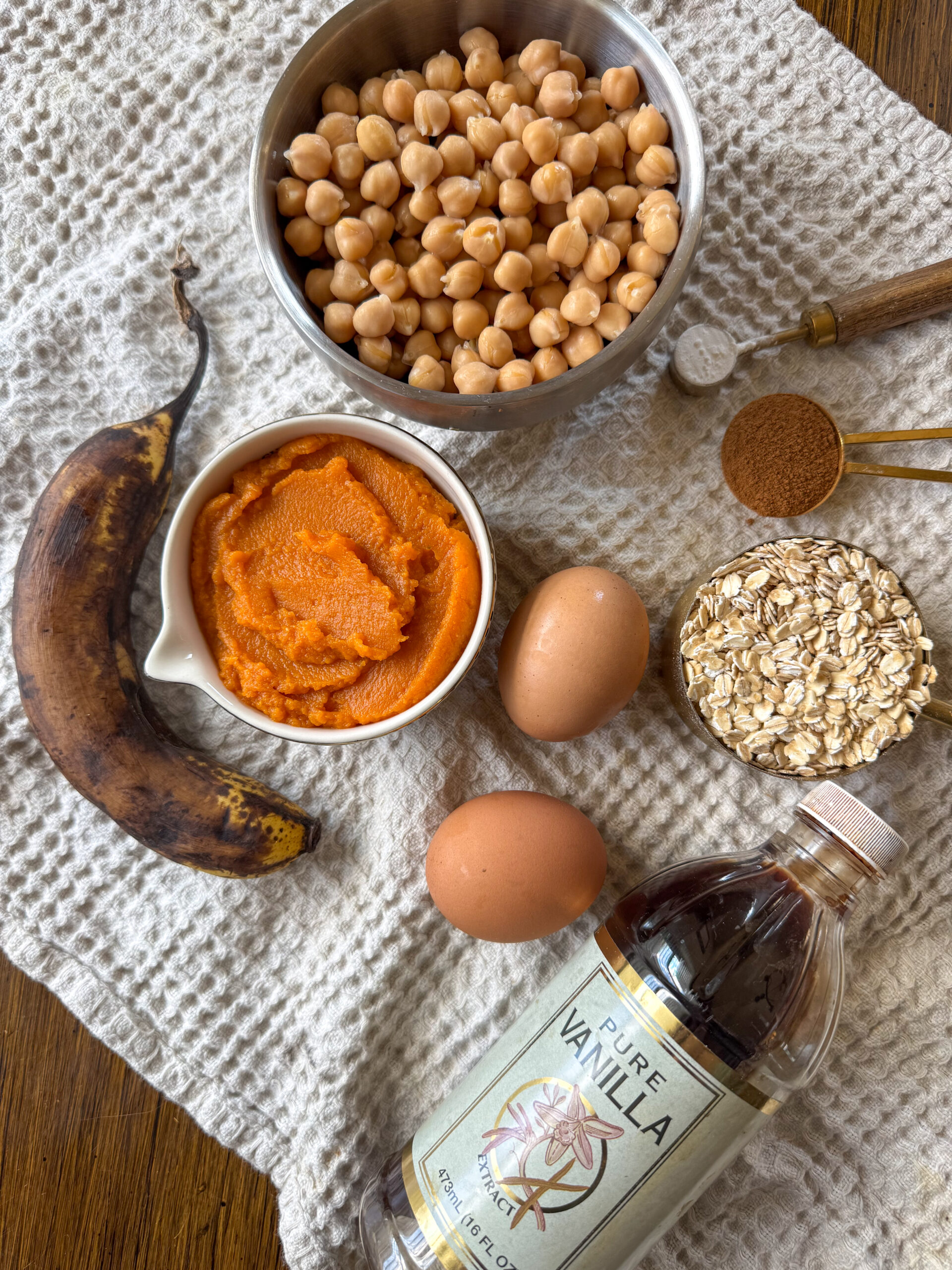 ingredients for the chickpea pumpkin waffles