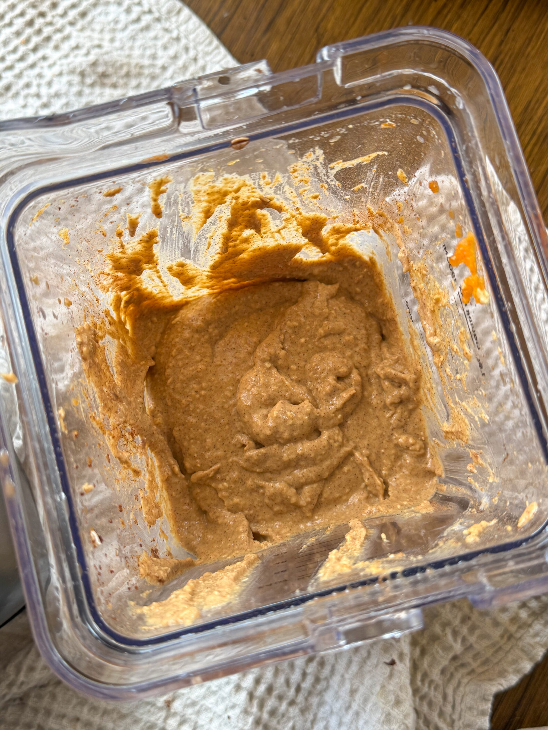 blending the ingredients together