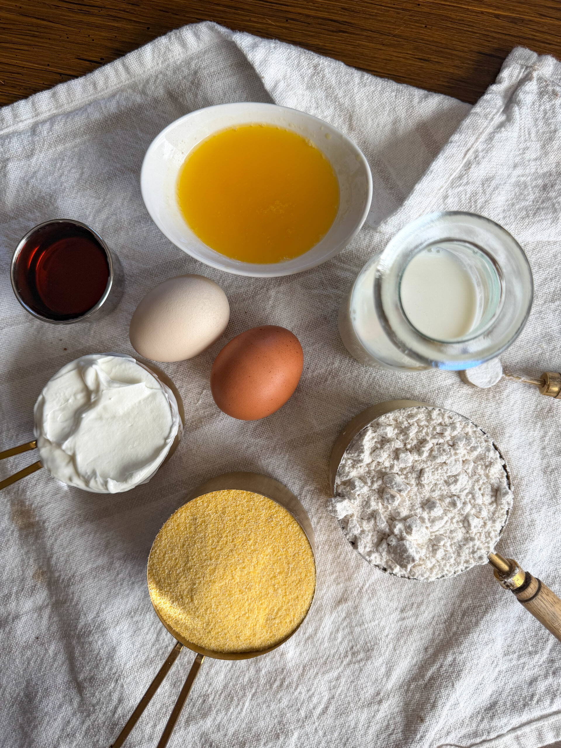 ingredients for the greek yogurt cornbread muffins