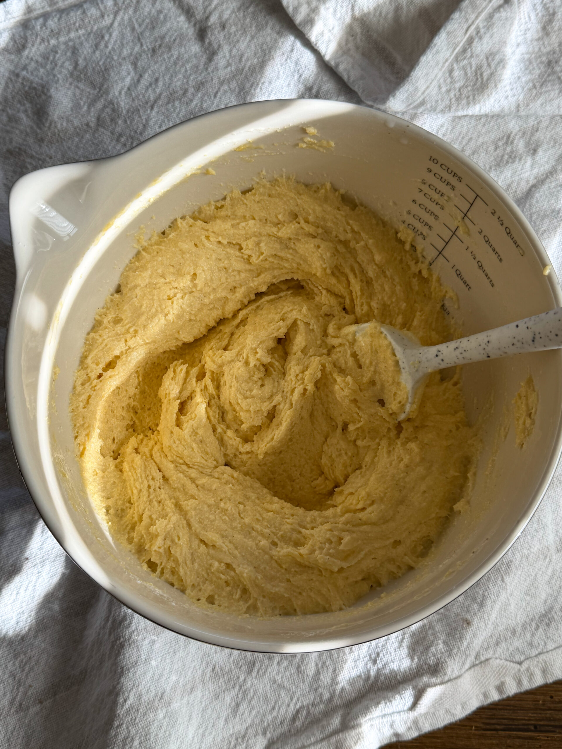 mixing the wet ingredients in